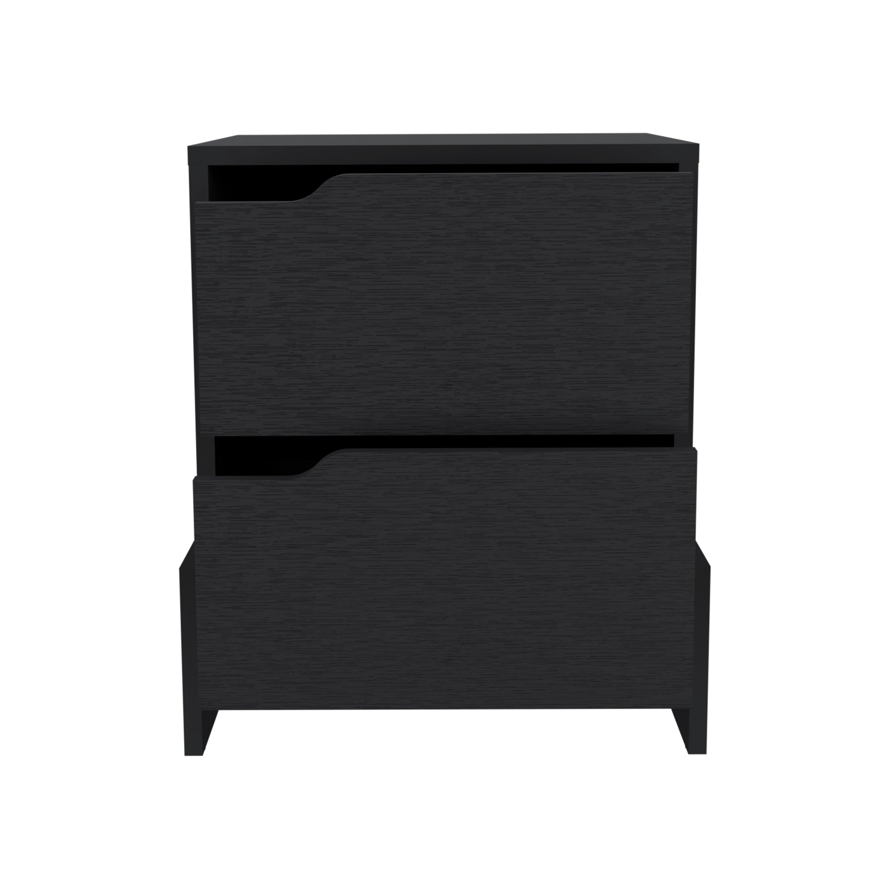 Haines Nightstand with 2-Drawers, End Table with Sturdy Base, Black - Luciddepo