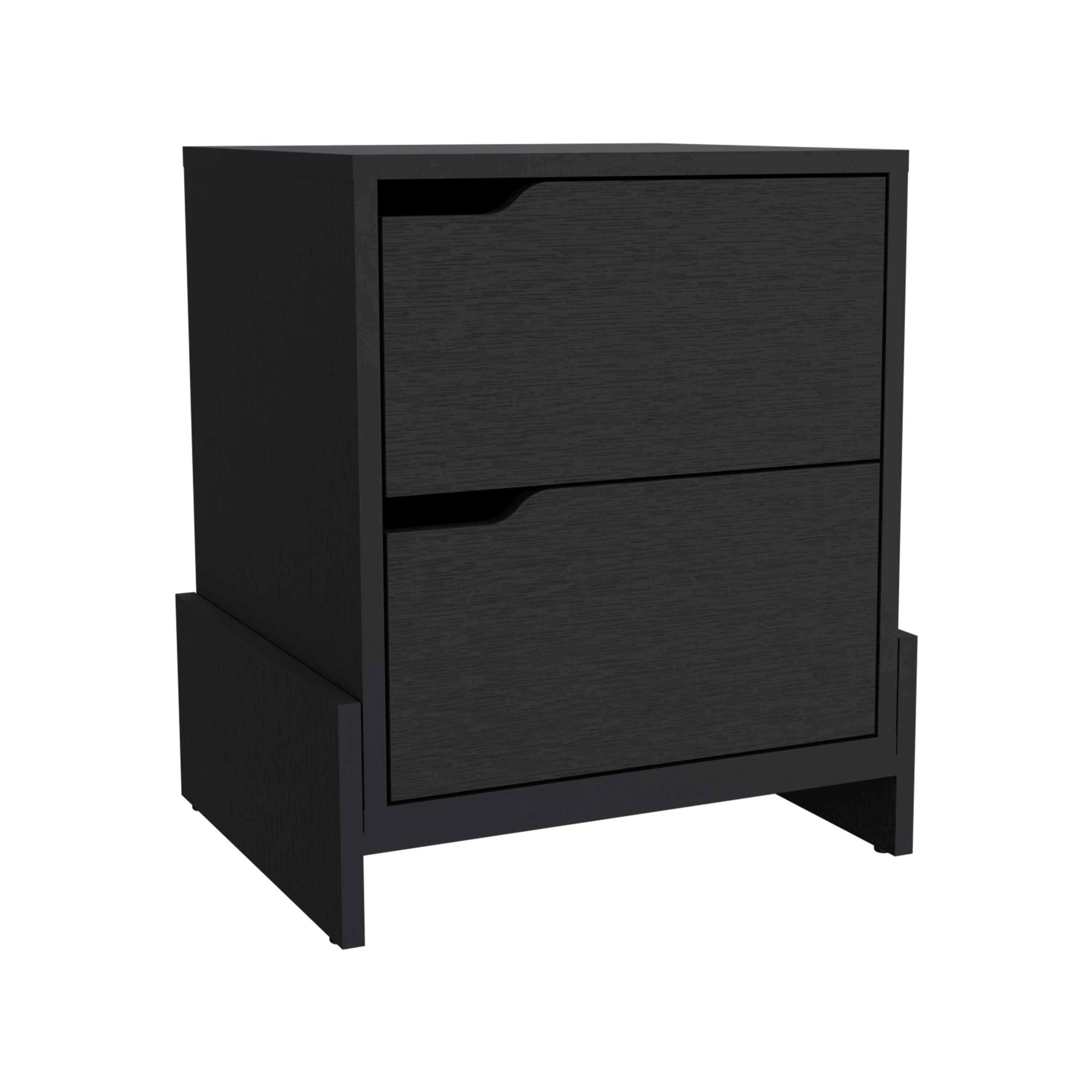 Haines Nightstand with 2-Drawers, End Table with Sturdy Base, Black