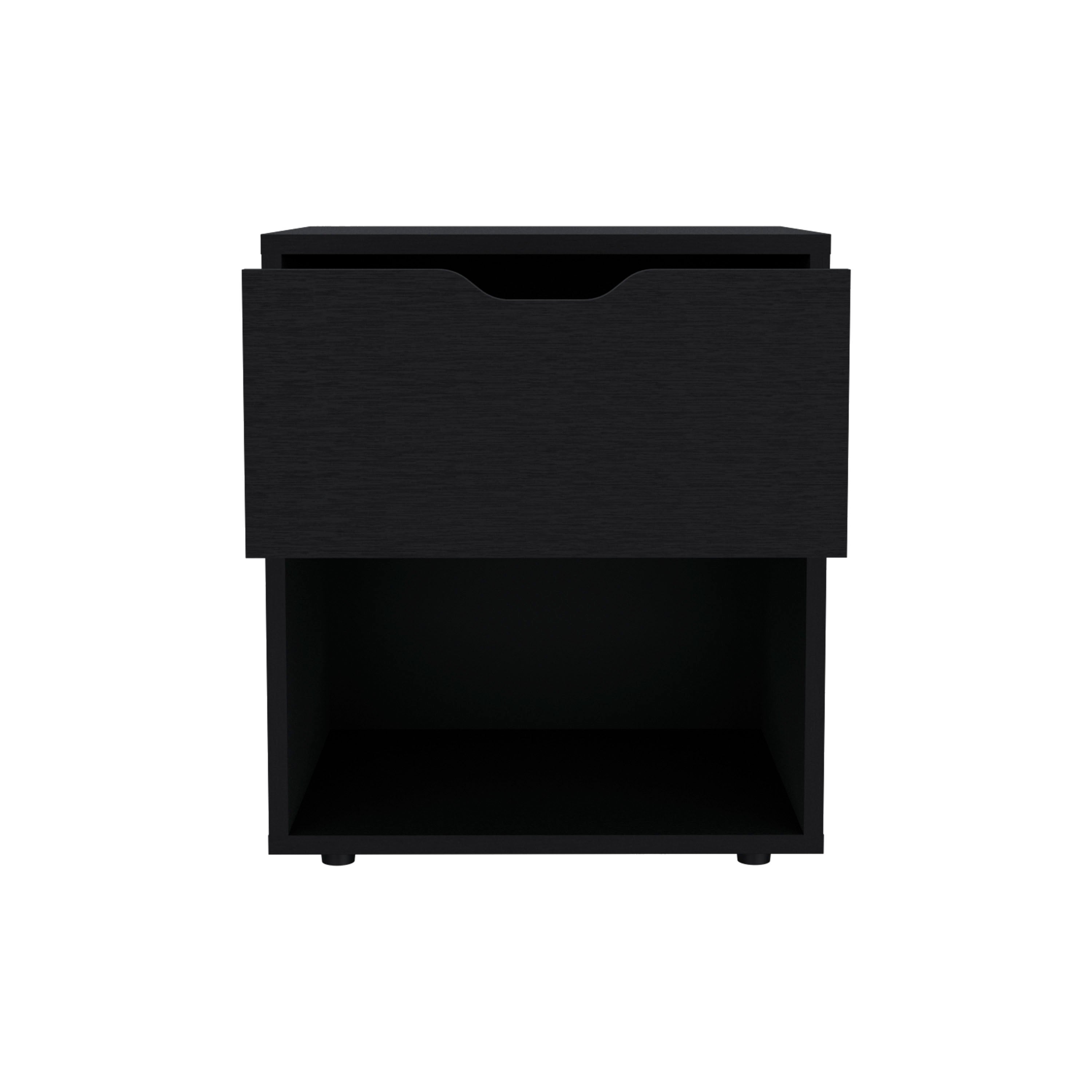 Adak 19.7" High Nightstand End Table with Open Shelf,Black - Luciddepo