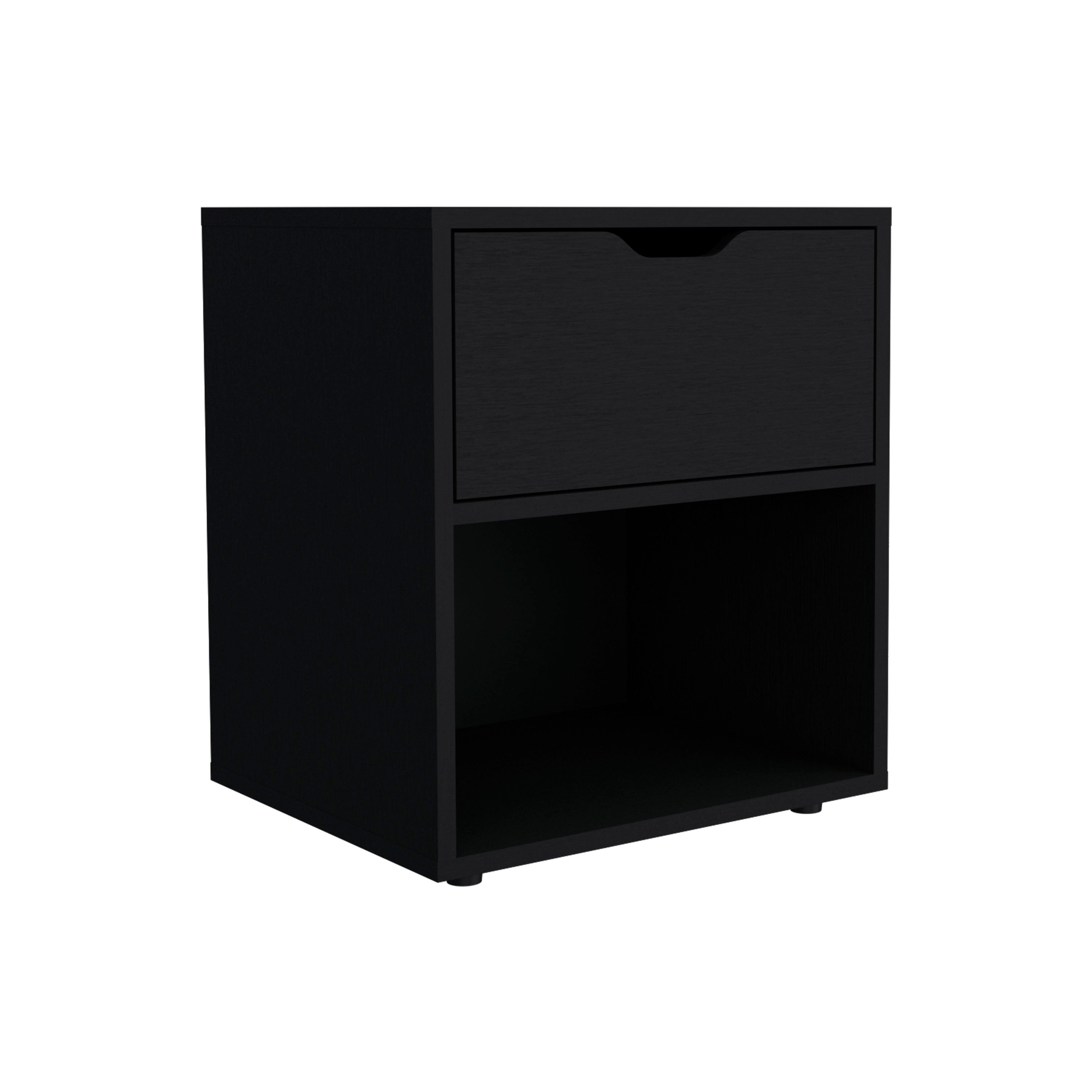 Adak 19.7" High Nightstand End Table with Open Shelf,Black - Luciddepo