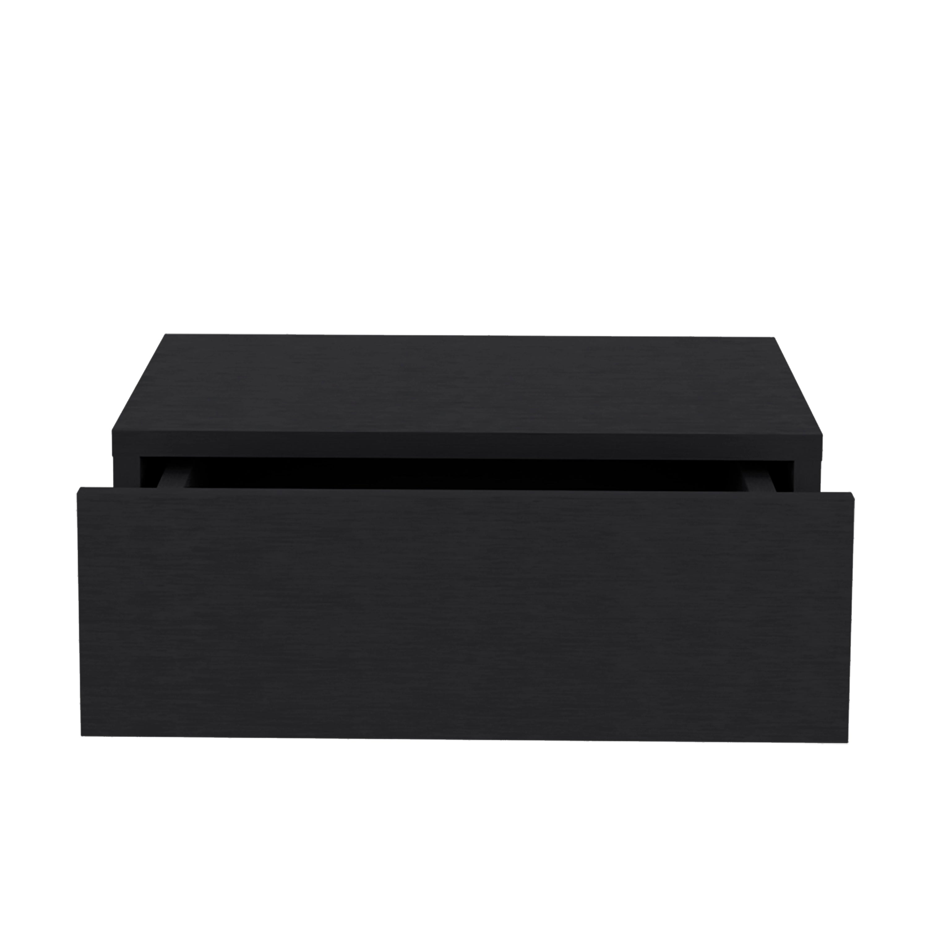 Ivor Floating Nightstand, Modern Wall-Mounted Bedside Shelf with Drawer, Black - Luciddepo