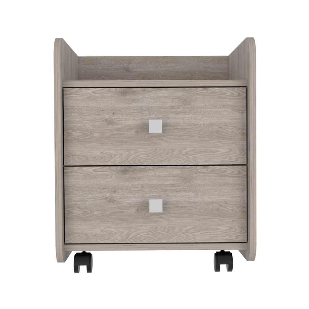 Marsella Nightstand, Two Drawers, Superior Top, Metal Handle, Light Gray - Luciddepo