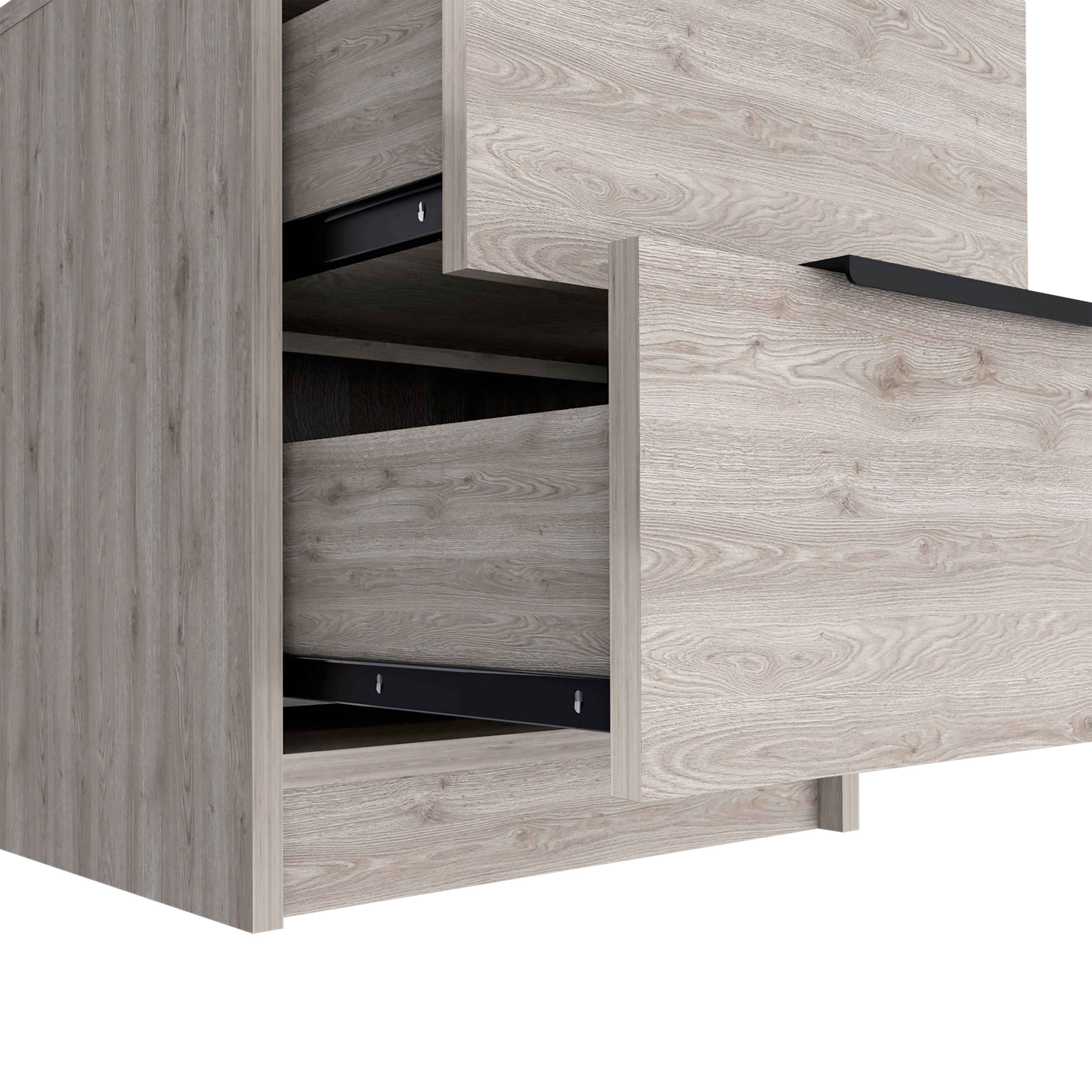 Egeo Nightstand, Two Drawers, Superior Top, Light Gray