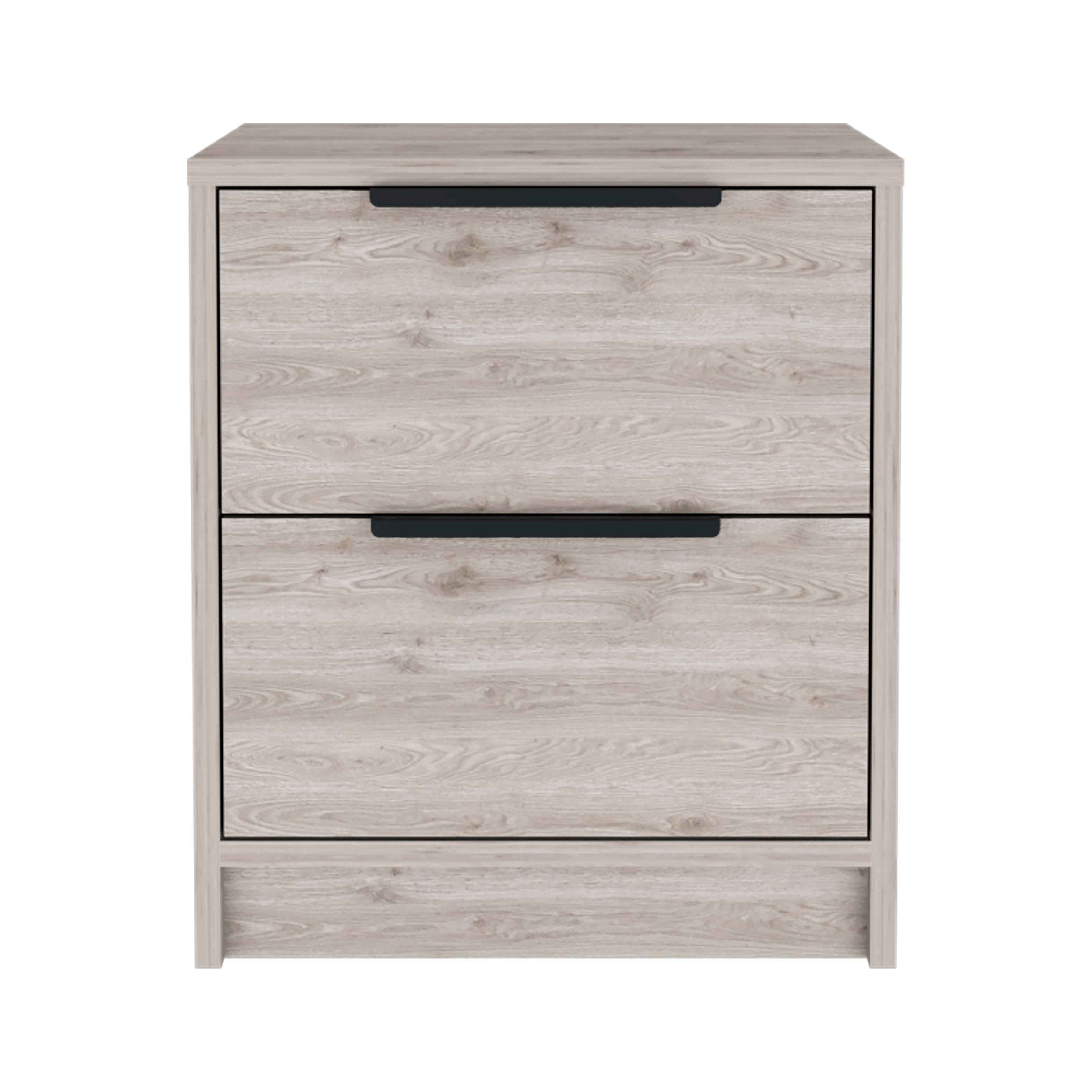 Egeo Nightstand, Two Drawers, Superior Top, Light Gray