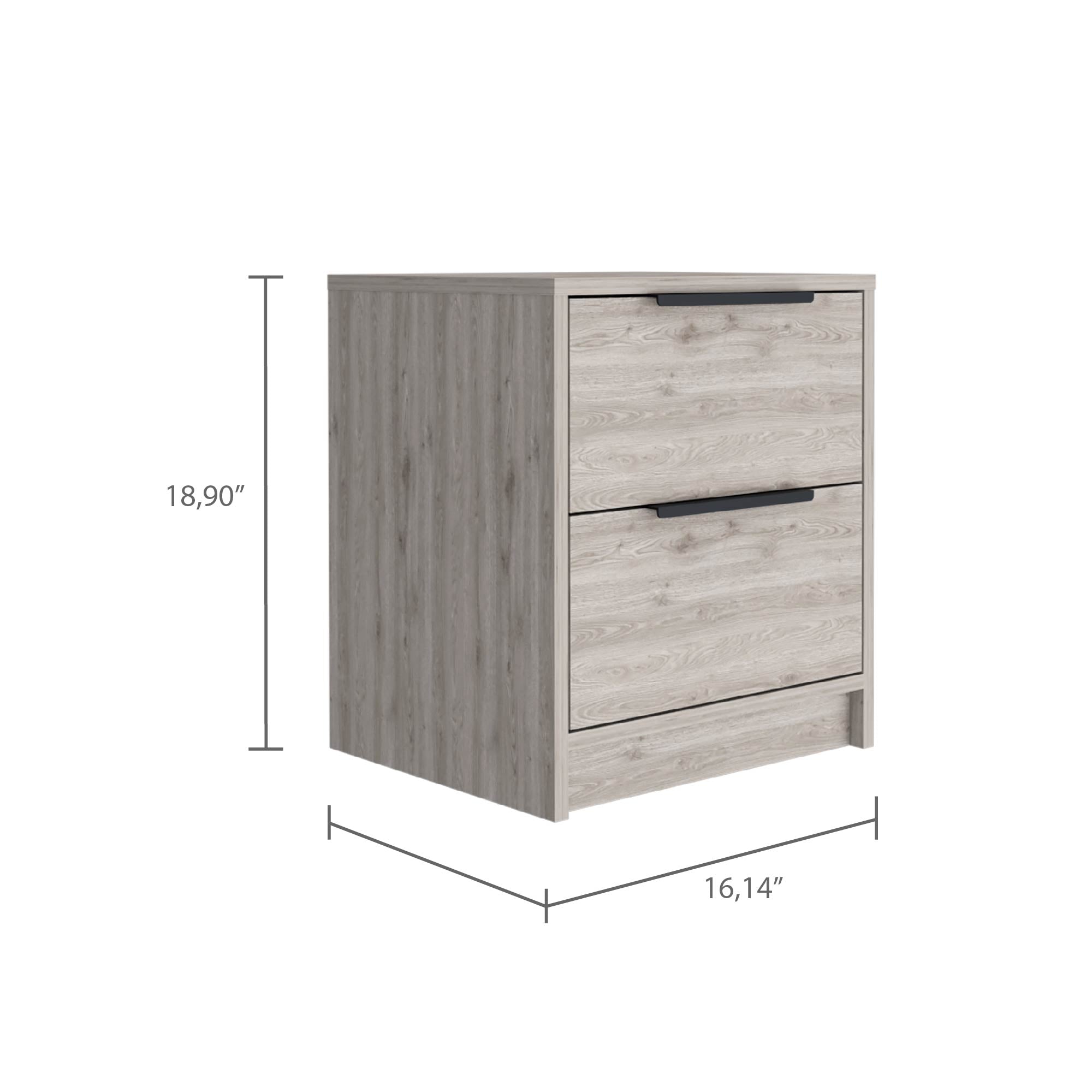 Egeo Nightstand, Two Drawers, Superior Top, Light Gray - Luciddepo