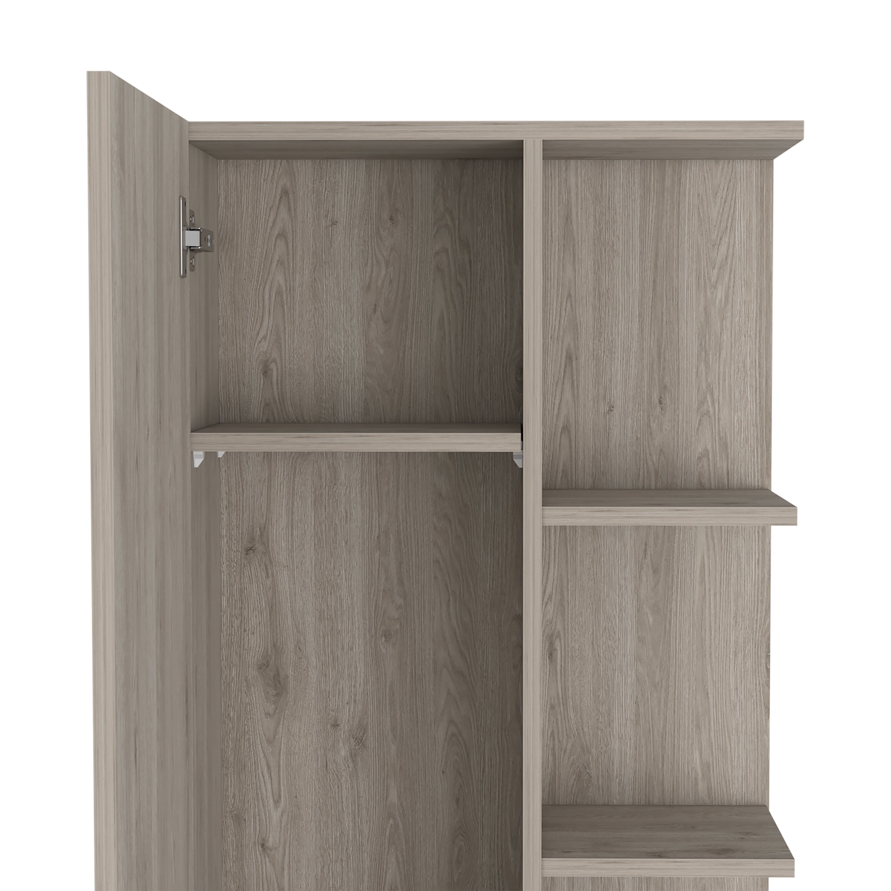 Venus Linen Single Door Cabinet, Five External Shelves, Four Interior Shelves, Light Gray - Luciddepo