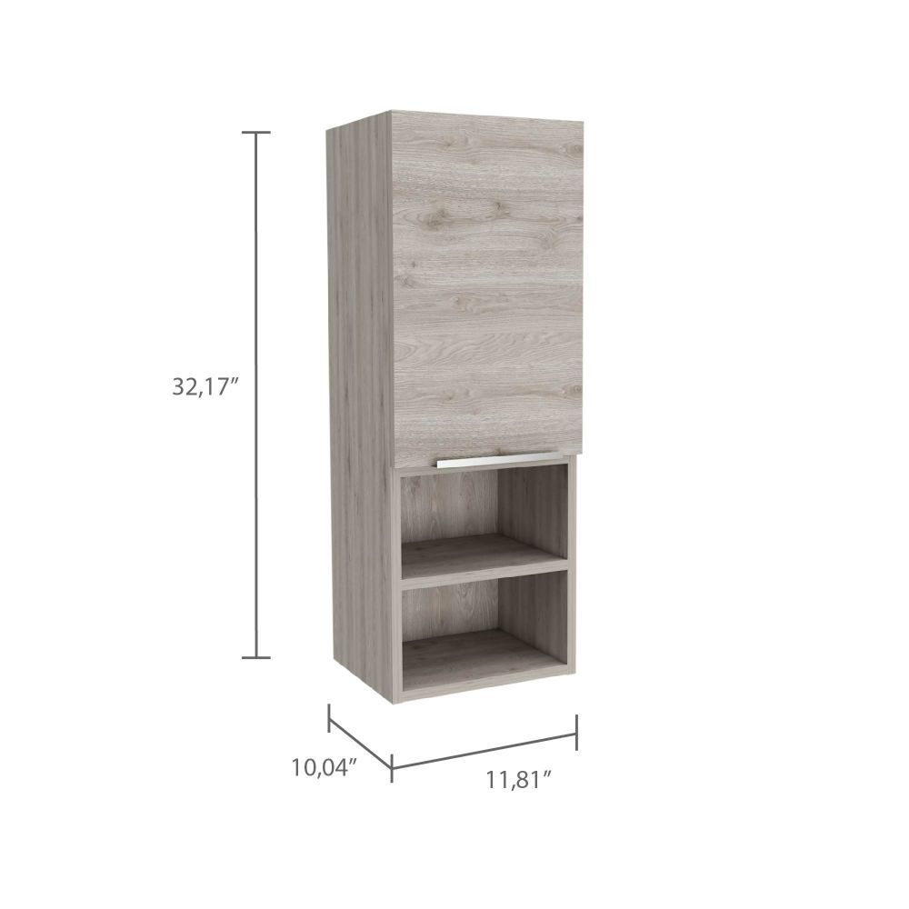Savona Medicine Single Door Cabinet, Two Interior Shelves, Two External Shelves, Light Gray - Luciddepo
