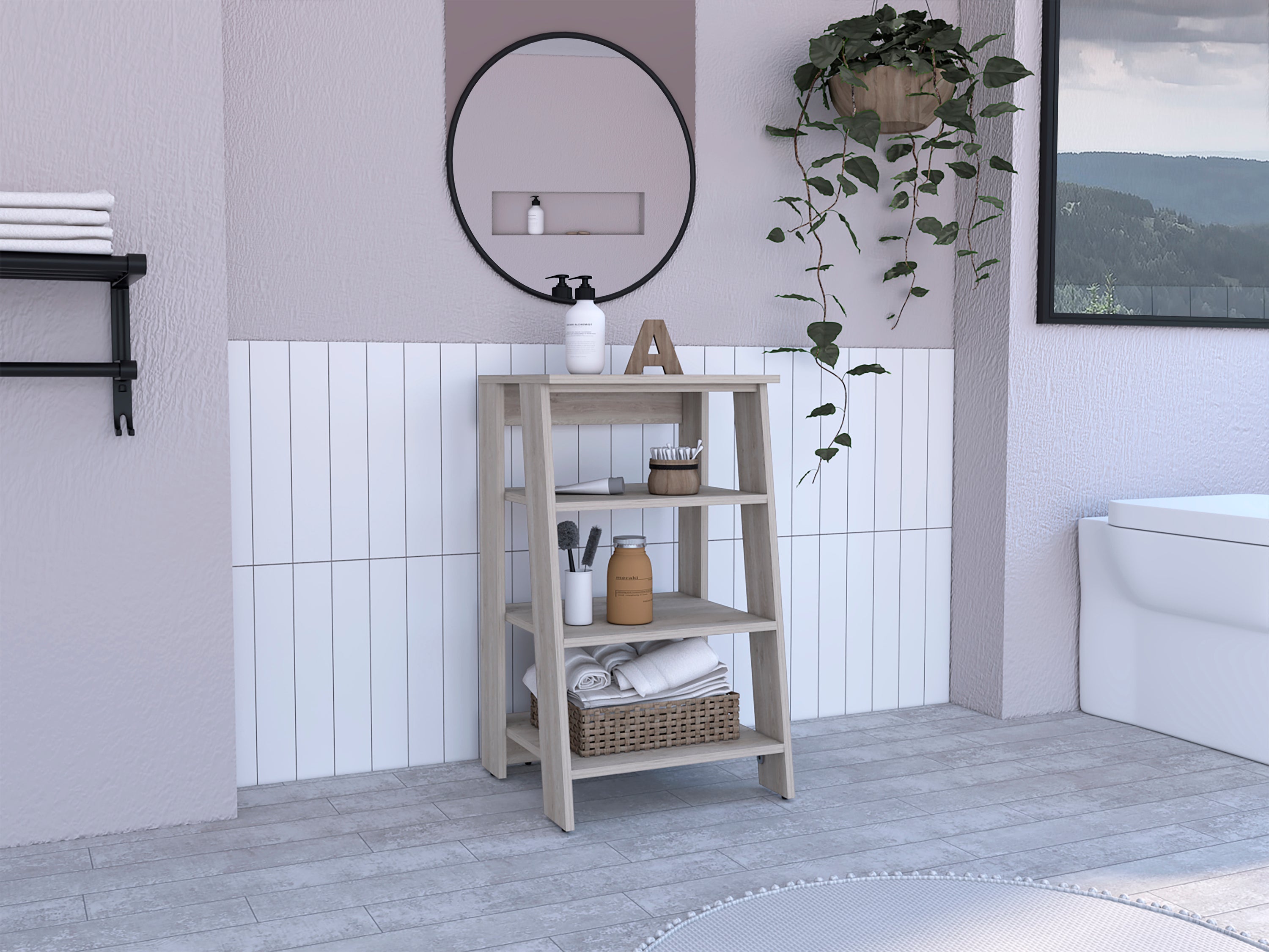 Colyn Linen Cabinet, Four Shelves, Vertical, Light Gray - Luciddepo