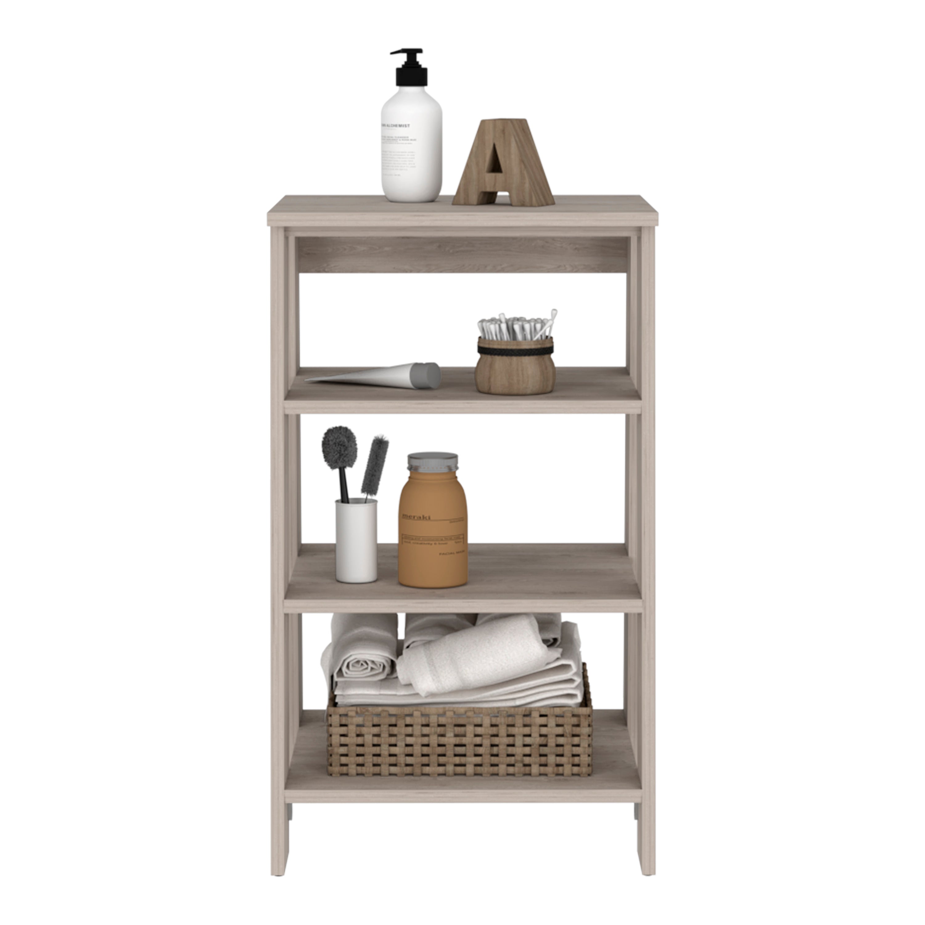 Colyn Linen Cabinet, Four Shelves, Vertical, Light Gray - Luciddepo