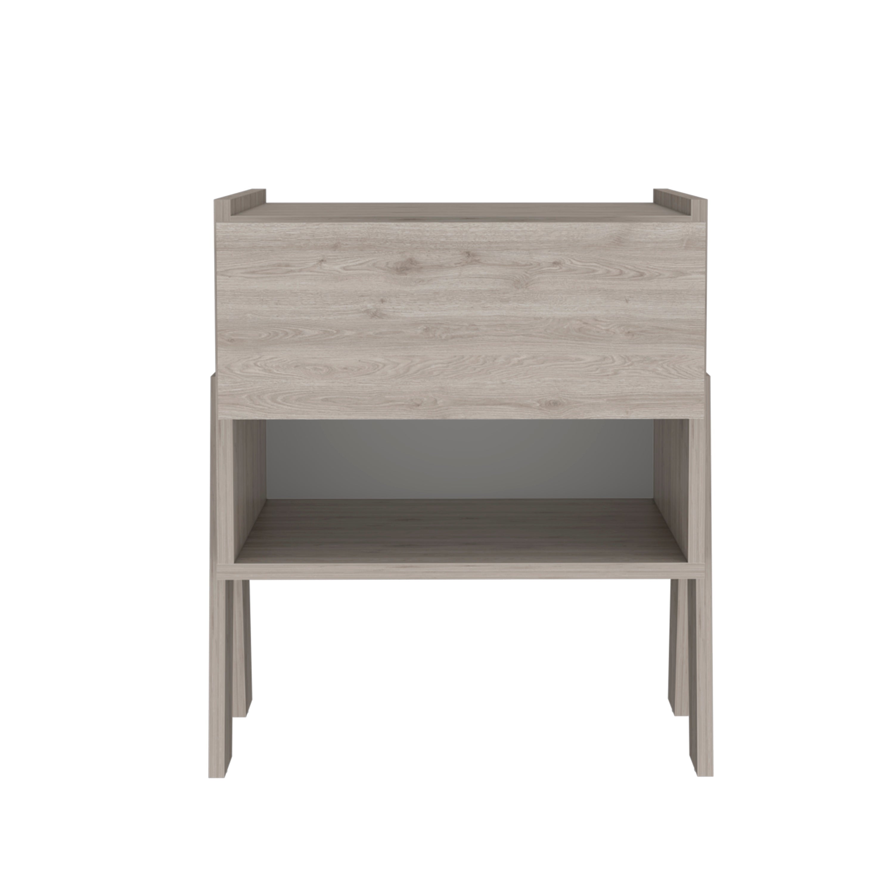 Caladium Nightstand, One Drawer, One Open Shelf, Light Gray - Luciddepo