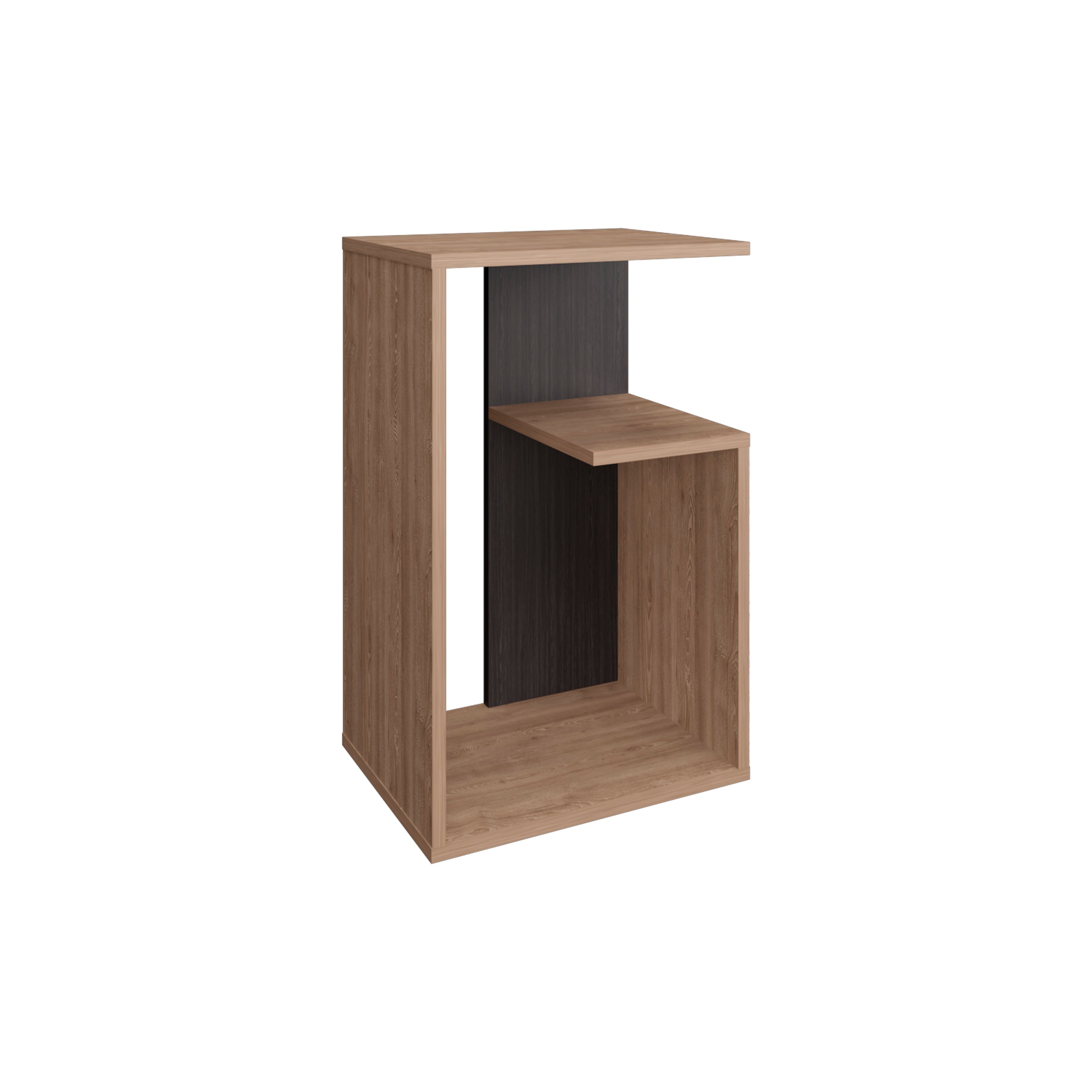 Stebbins Side Table, 2 Shelves, Pine / Black Wengue - Luciddepo