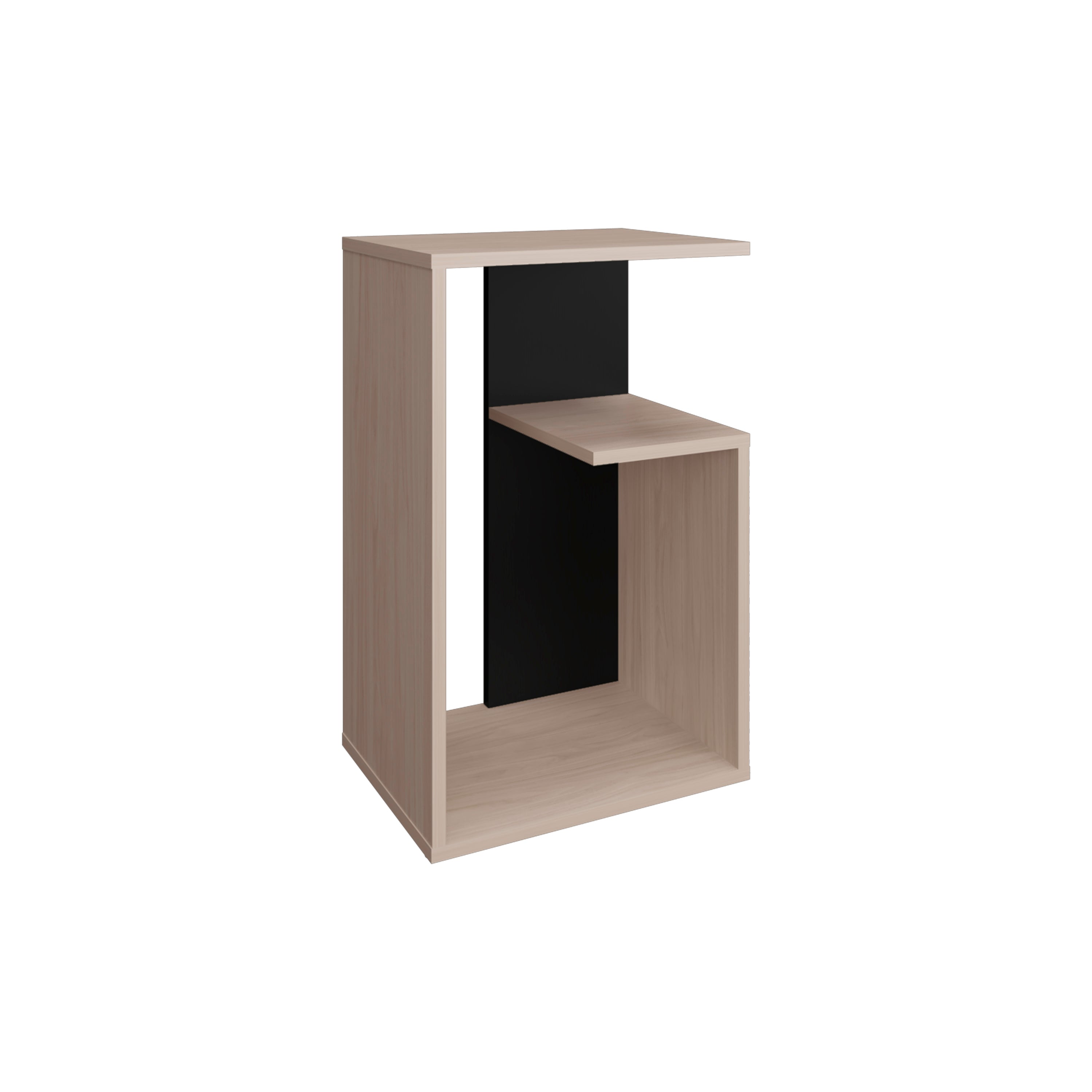 Stebbins Side Table, 2 Shelves, Pearl / Black - Luciddepo