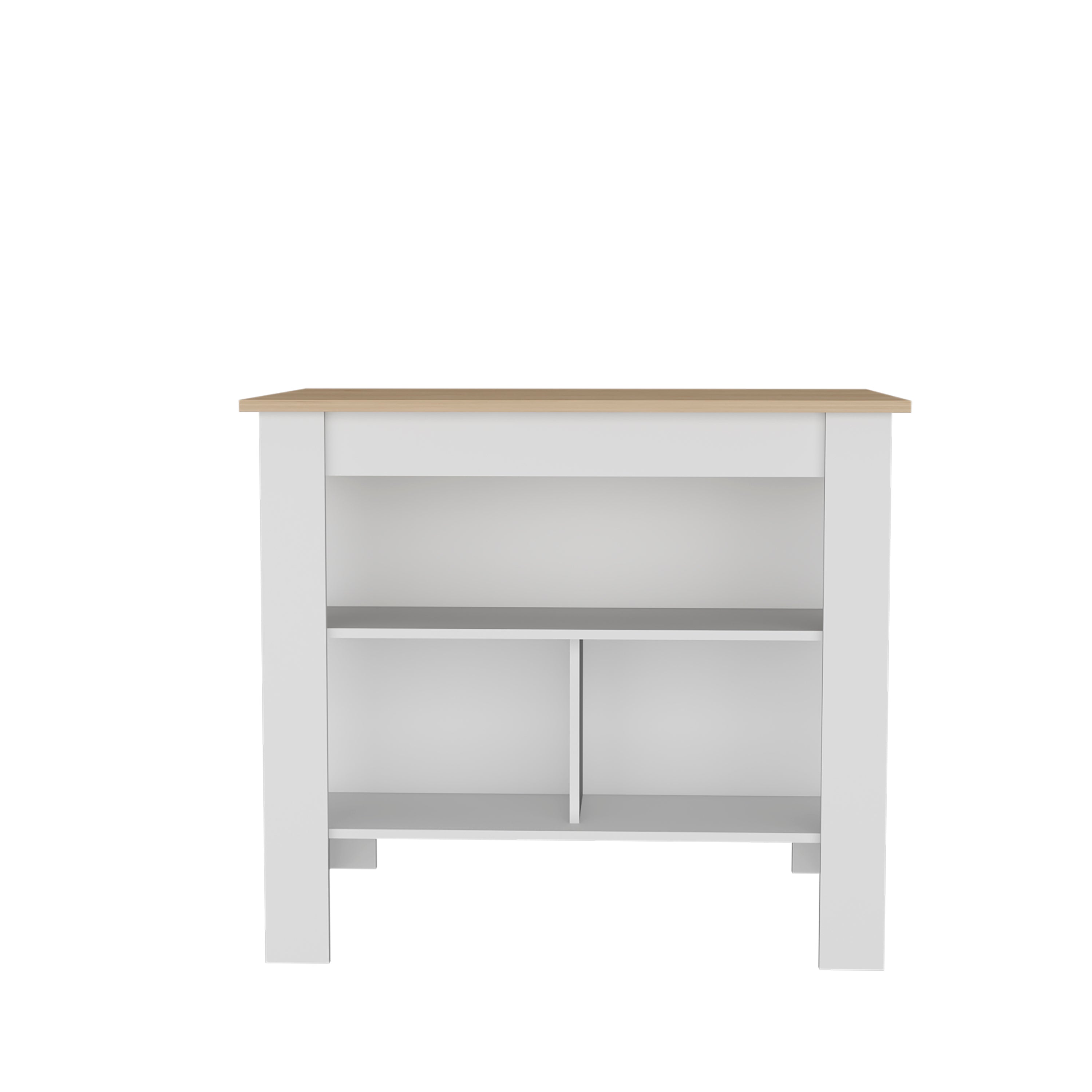 Delos Kitchen Island with 3 Shelves, White / Light Pine - Luciddepo