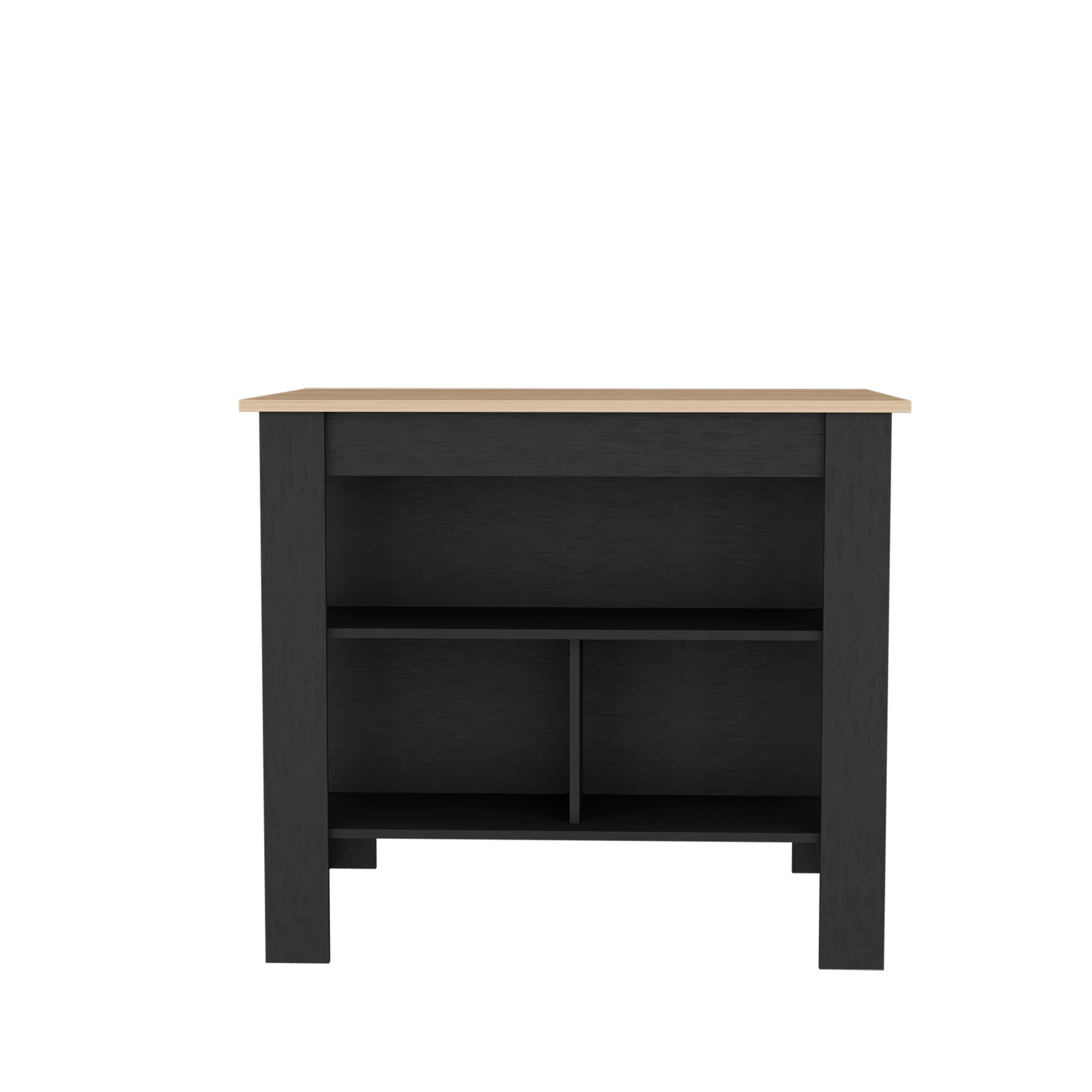 Delos Kitchen Island with 3 Shelves, Black / Light Pine - Luciddepo