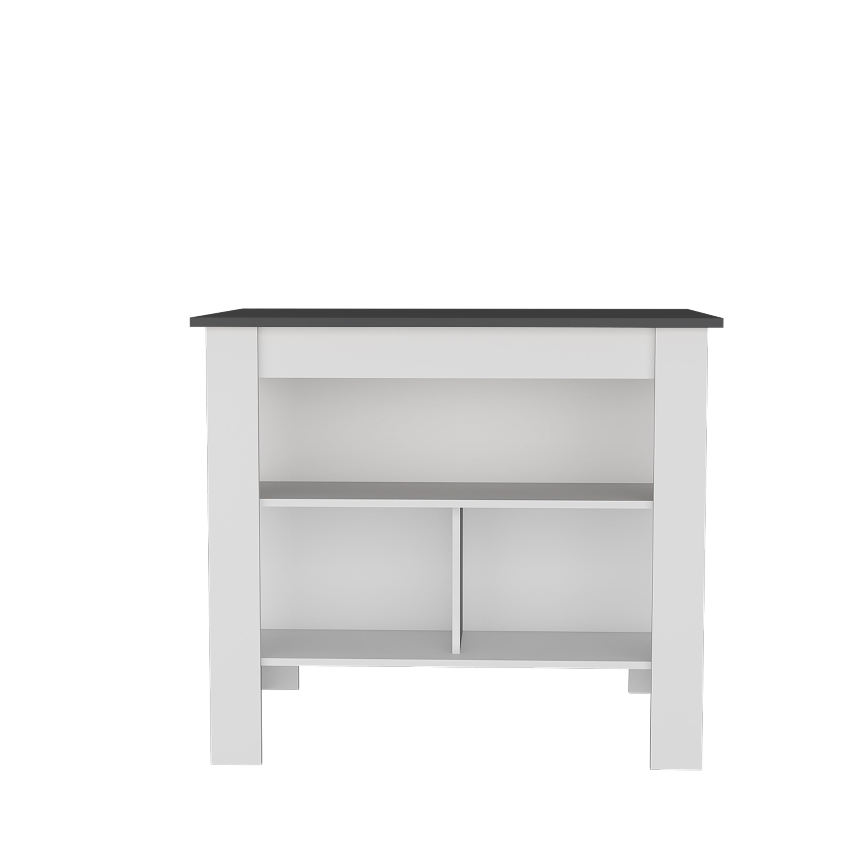 Delos Kitchen Island with 3 Shelves, Matt Gray - Luciddepo