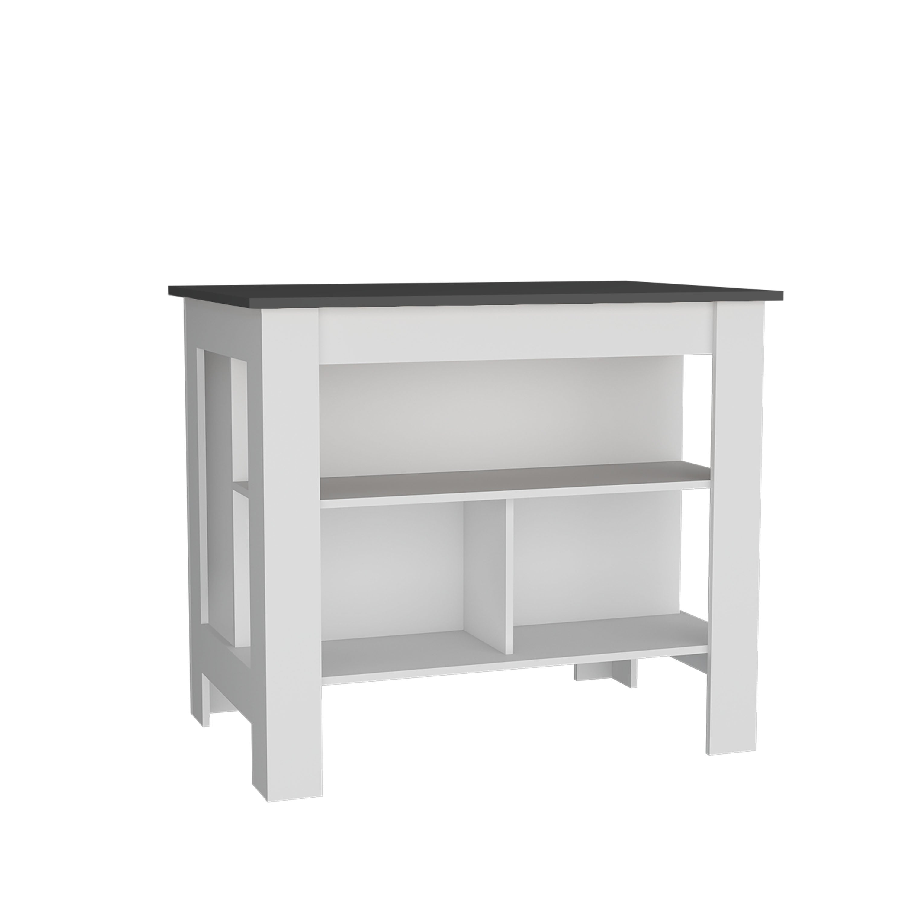 Delos Kitchen Island with 3 Shelves, Matt Gray - Luciddepo
