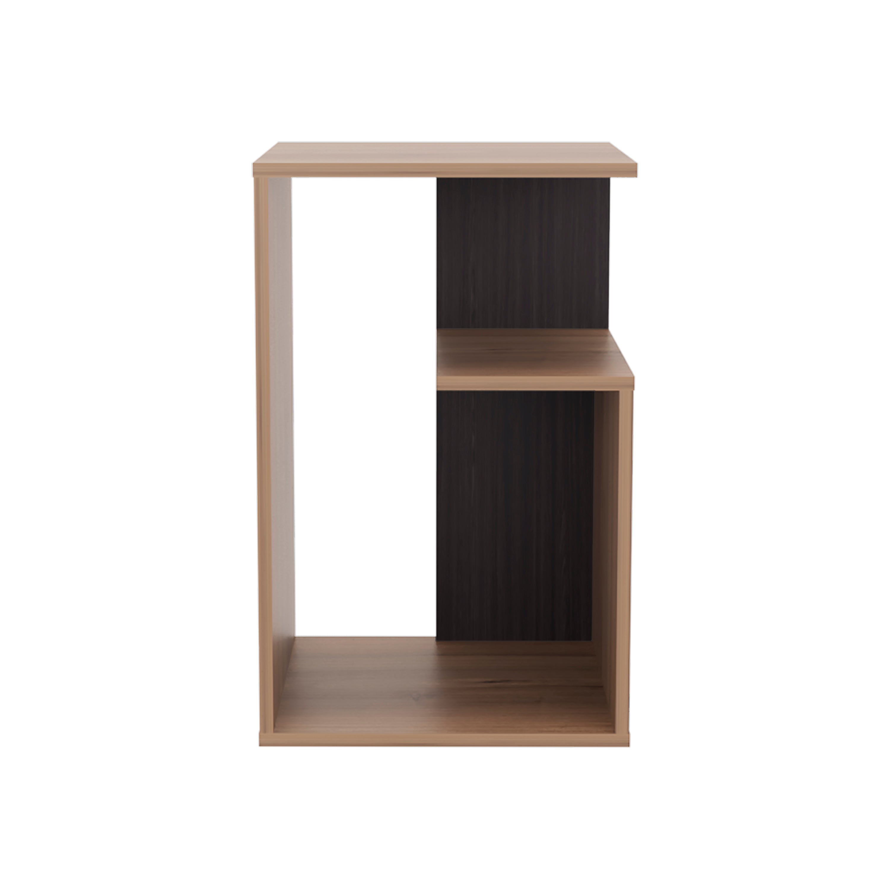 Stebbins Side Table, 2 Shelves, Light Brown / Black Wengue - Luciddepo