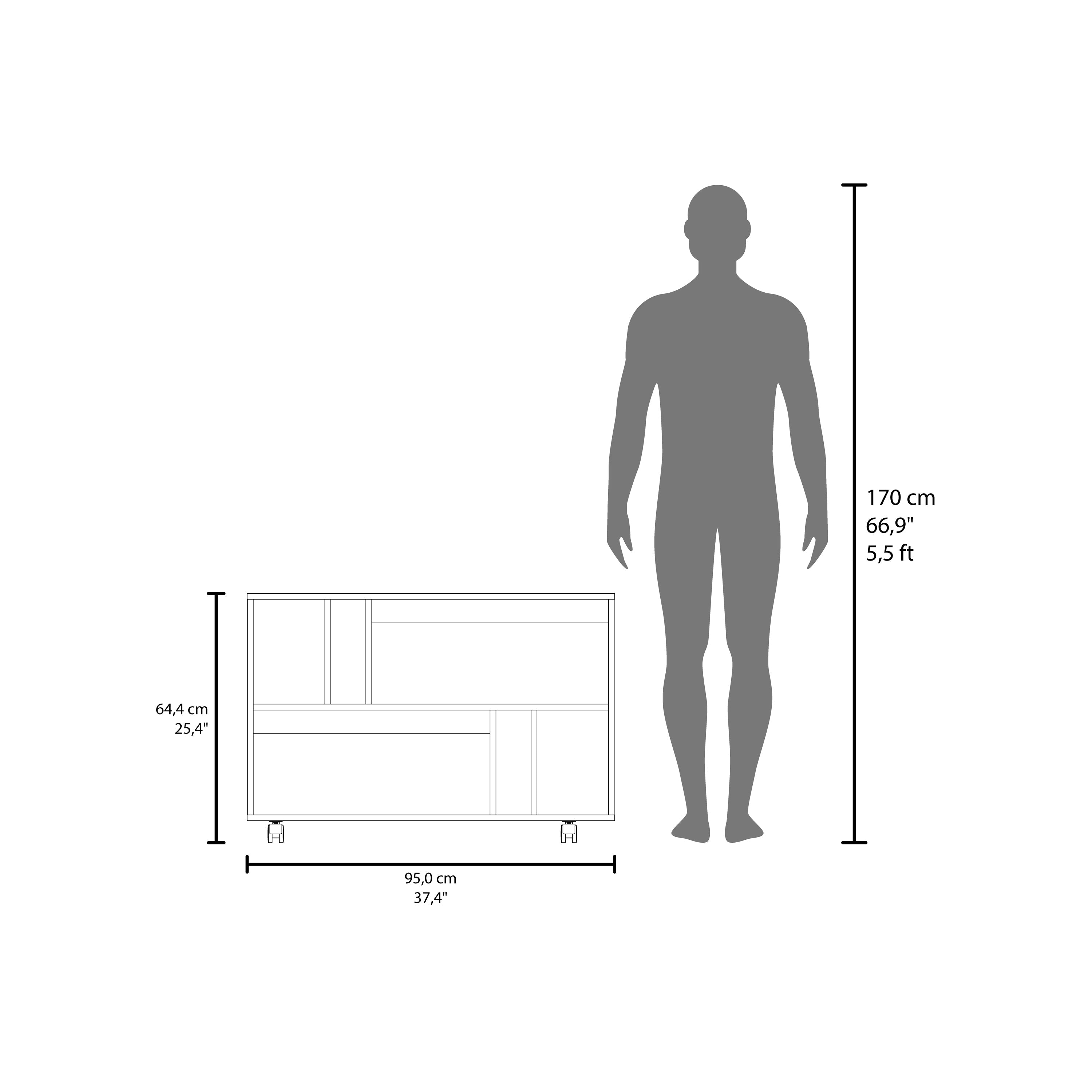 Lacey Console Table Cart, 5 Shelves, 4 Casters, Black Wengue - Luciddepo