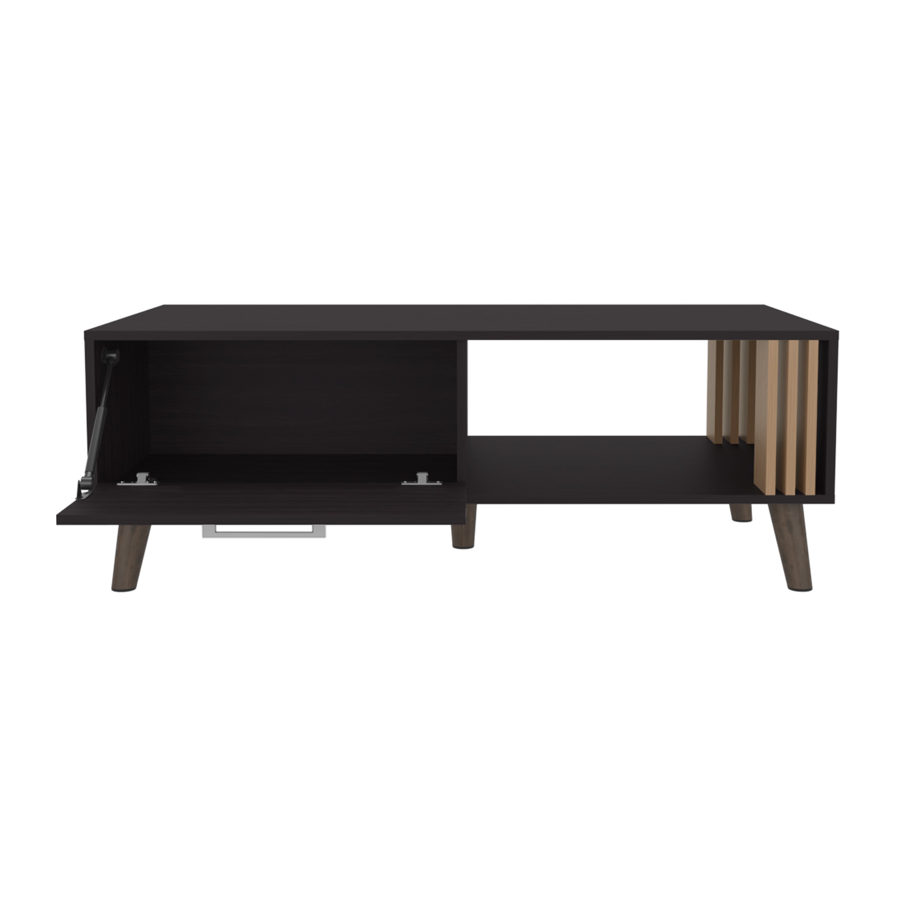 Lenoir Coffee Table, 1 Door, 1 Shelf, Black / Natural Oak - Luciddepo