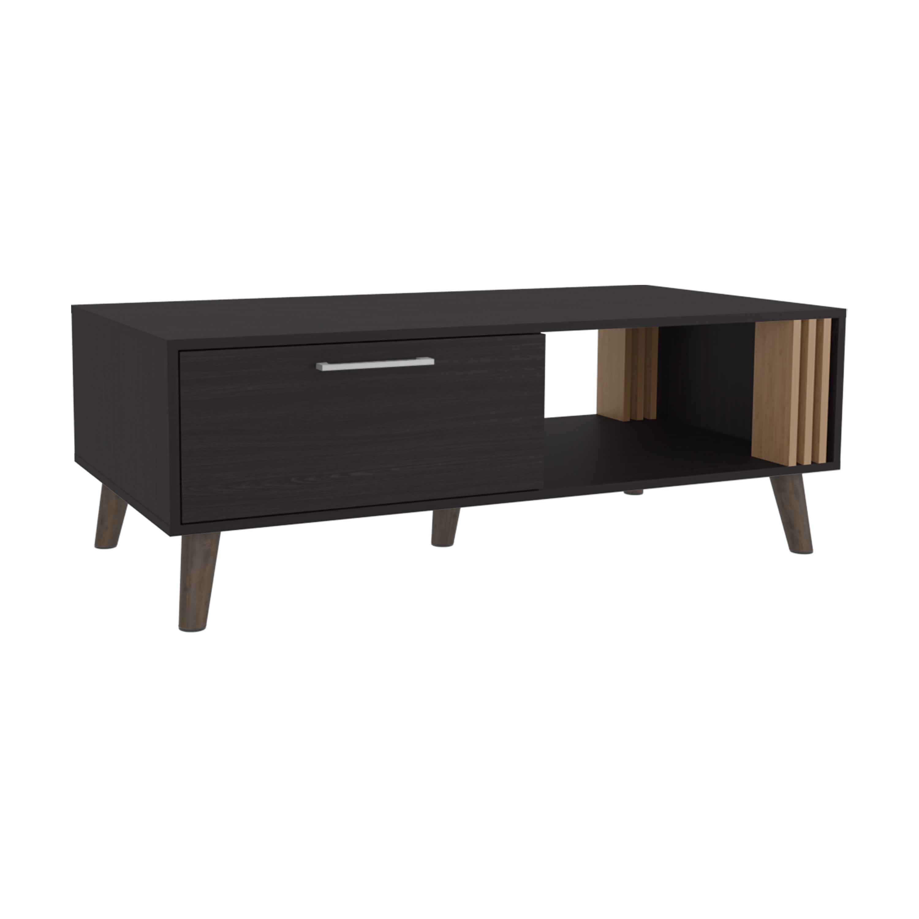 Lenoir Coffee Table, 1 Door, 1 Shelf, Black / Natural Oak - Luciddepo