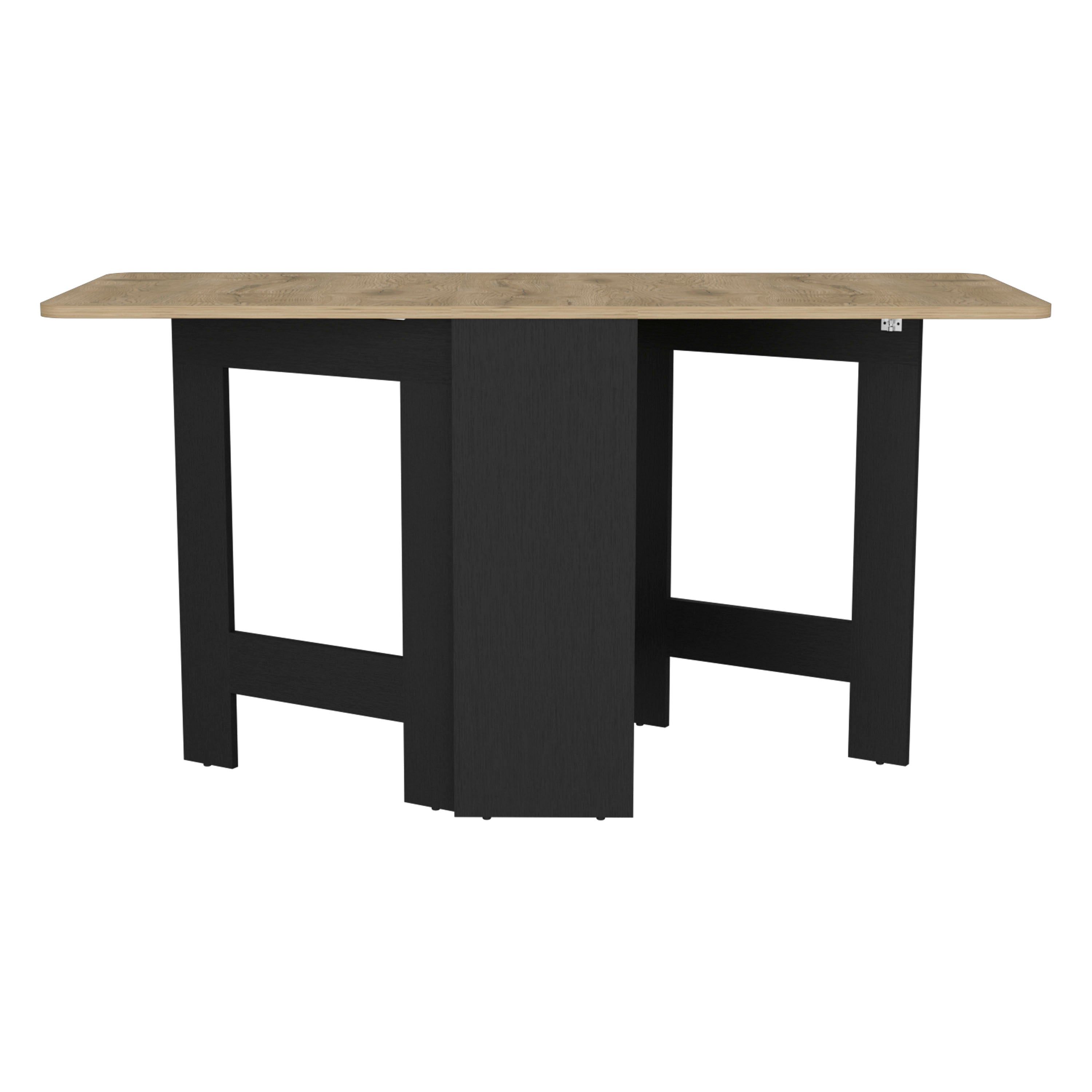 Detroit Folding Table with Expandable Design in 3 Forms, Black / Macadamia - Luciddepo