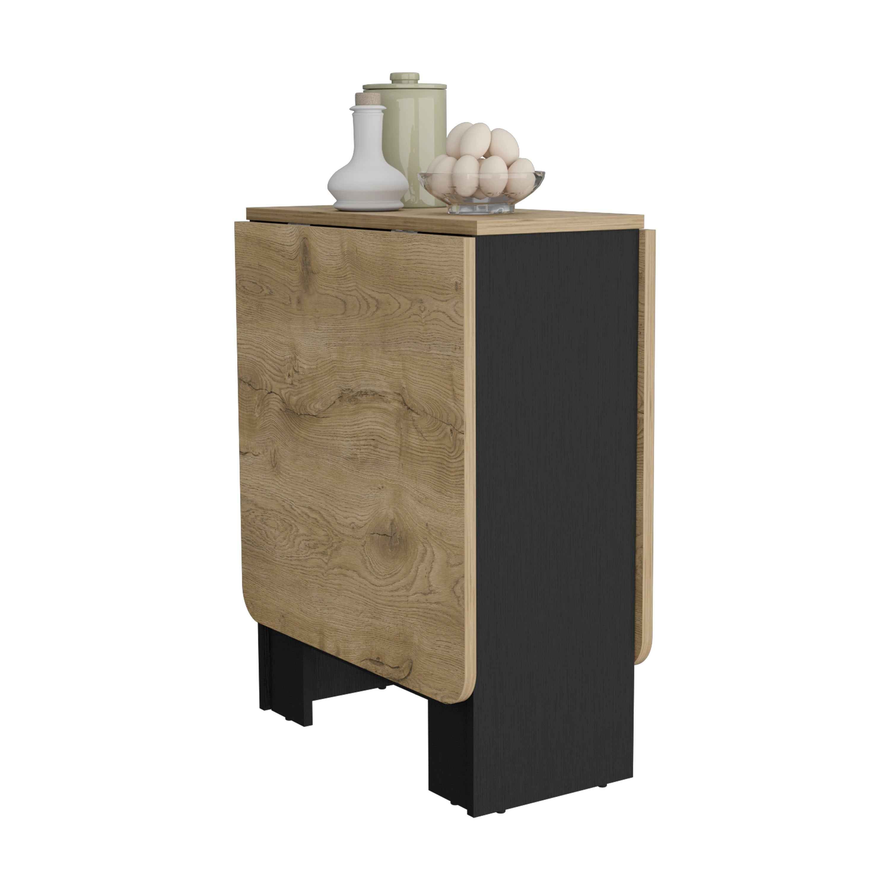 Detroit Folding Table with Expandable Design in 3 Forms, Black / Macadamia