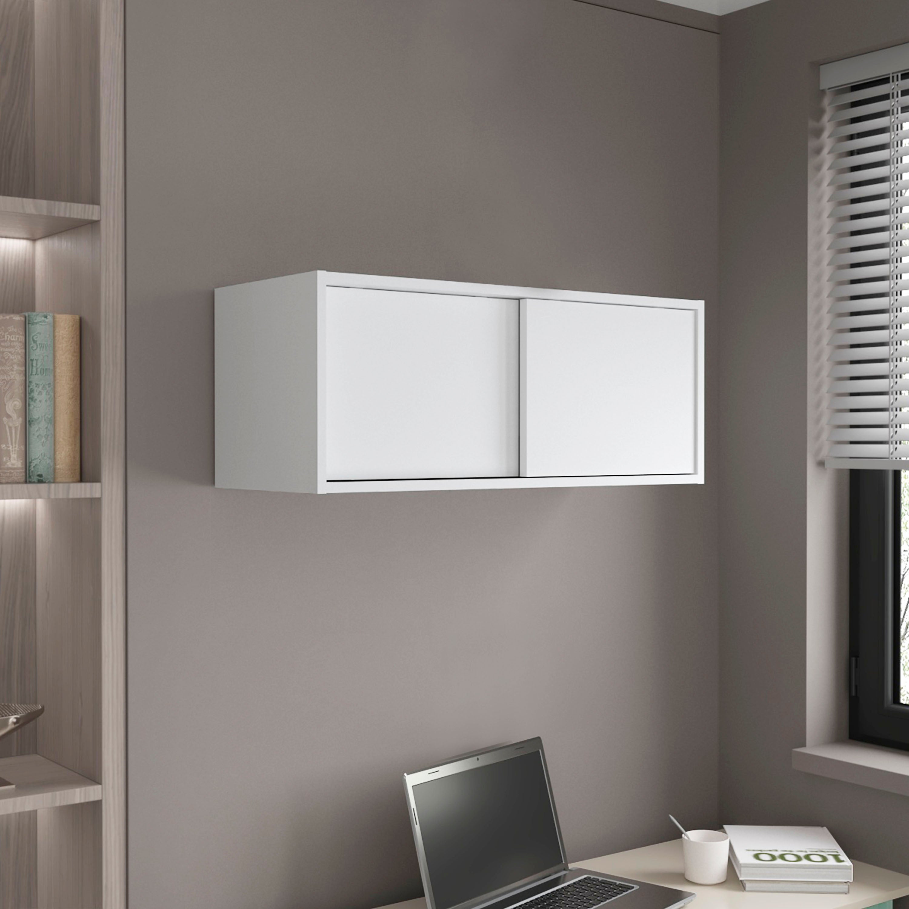 Slana Wall Cabinet, 2 Sliding doors, 1 Shelf, White - Luciddepo