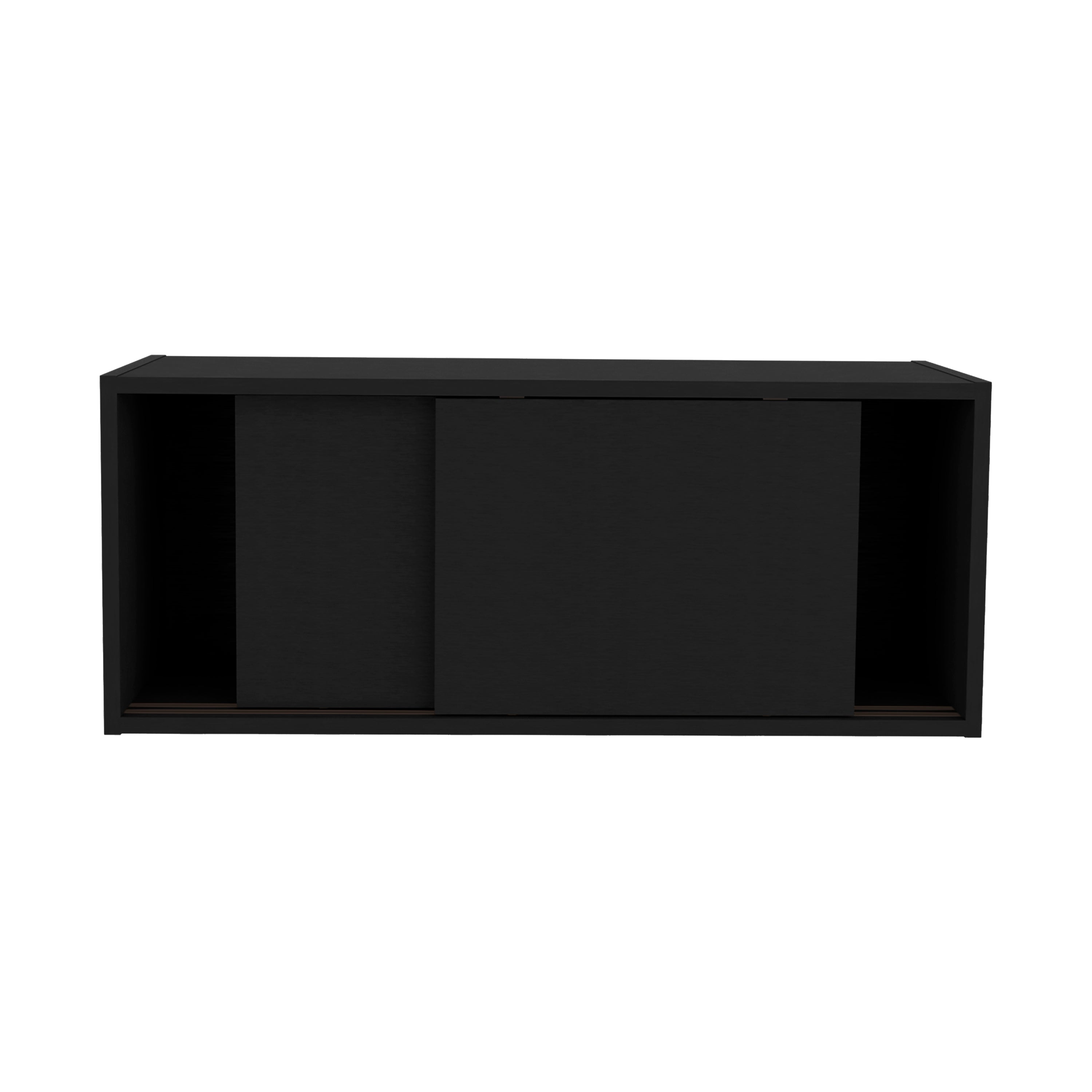 Slana Wall Cabinet, 2 Sliding doors, 1 Shelf, Black - Luciddepo