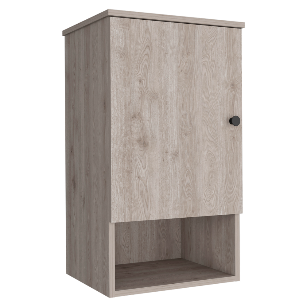 Arya Medicine Single Door Cabinet, One Shelf, Two Interior Shelves, Light Gray - Luciddepo