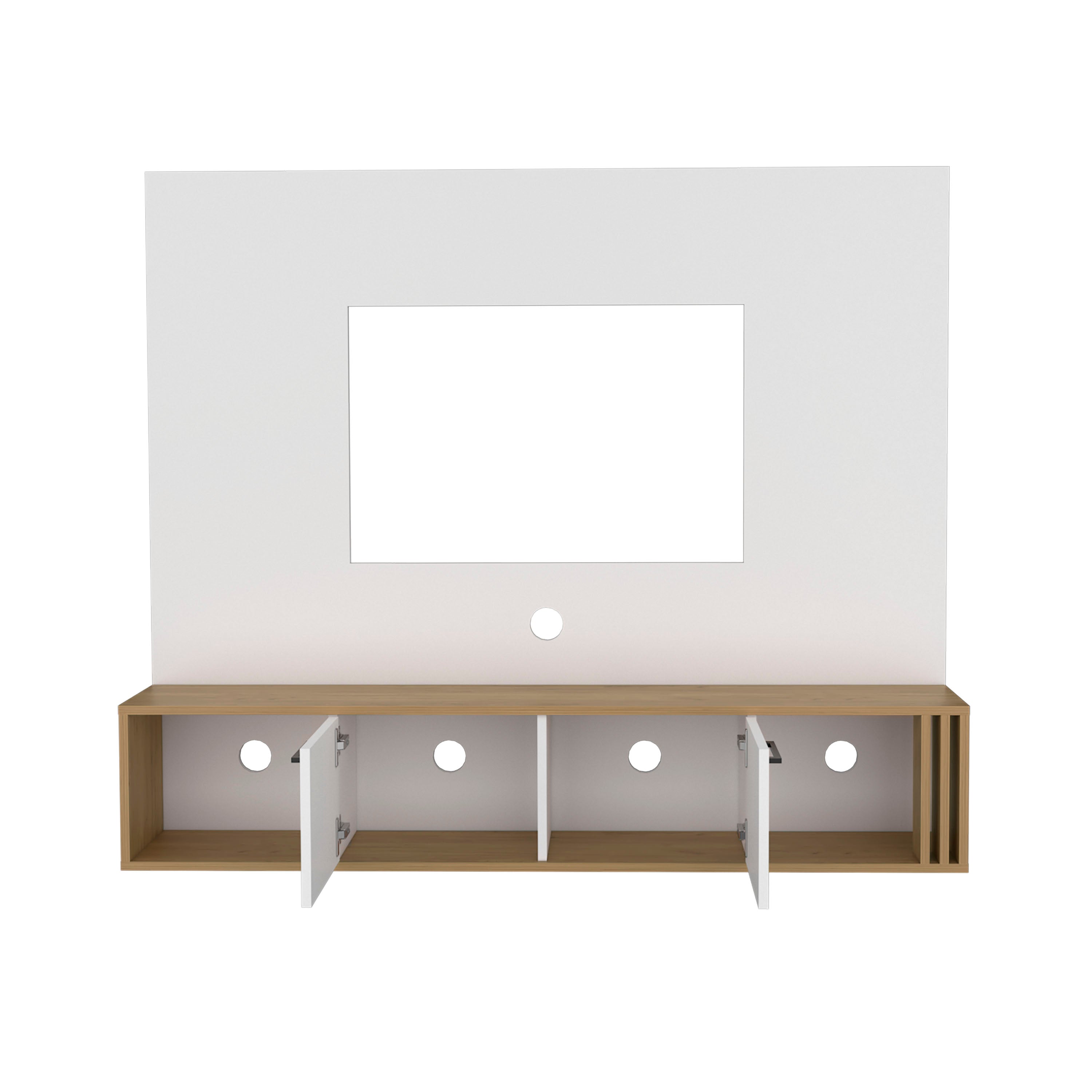 Nuremberg Entertainment Center, 2 Doors, 4 Shelves, White/Natural Oak - Luciddepo