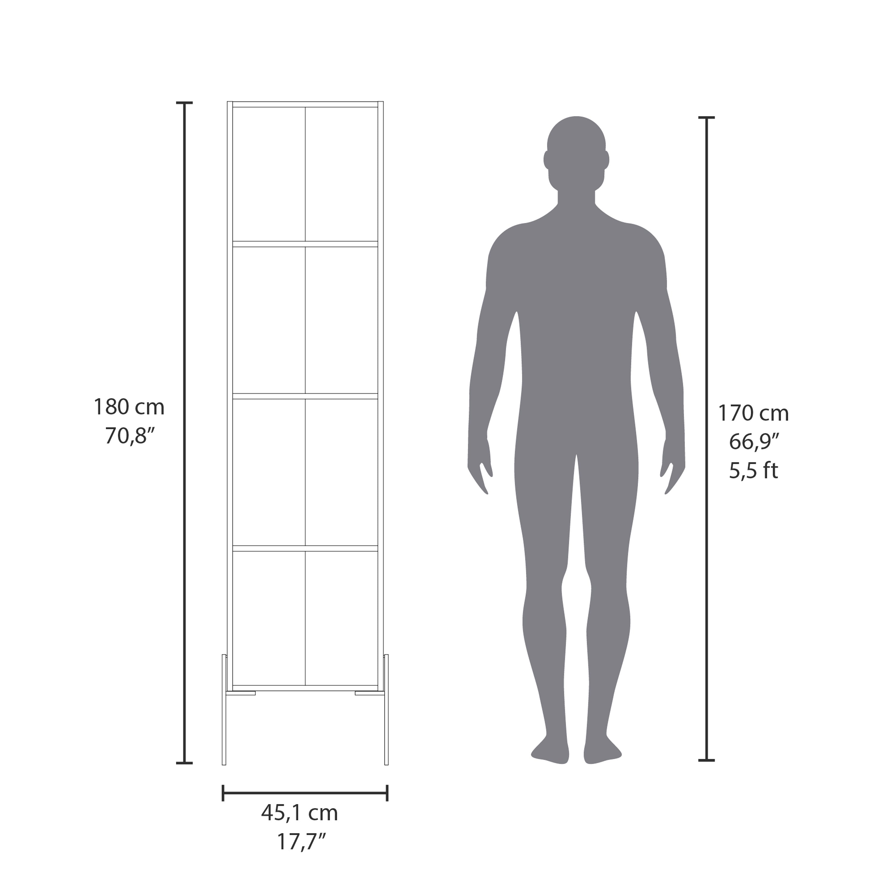 Quinby Linen Cabinet with 1 Door and 4 Shelves, Matt Gray - Luciddepo