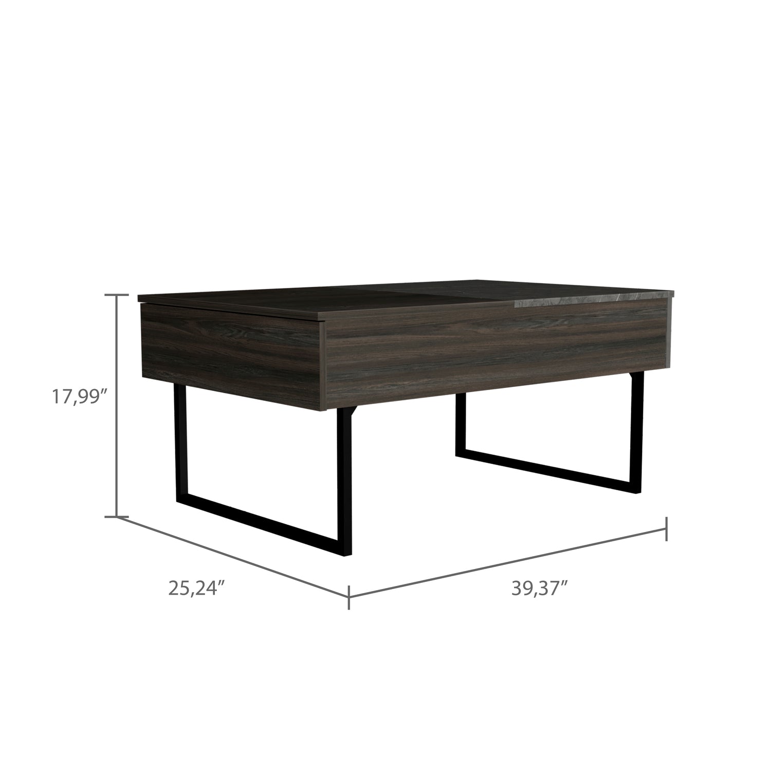 Toronto Lift Top Coffee Table, One Drawer, Two Legs, Carbon Espresso / Onyx - Luciddepo