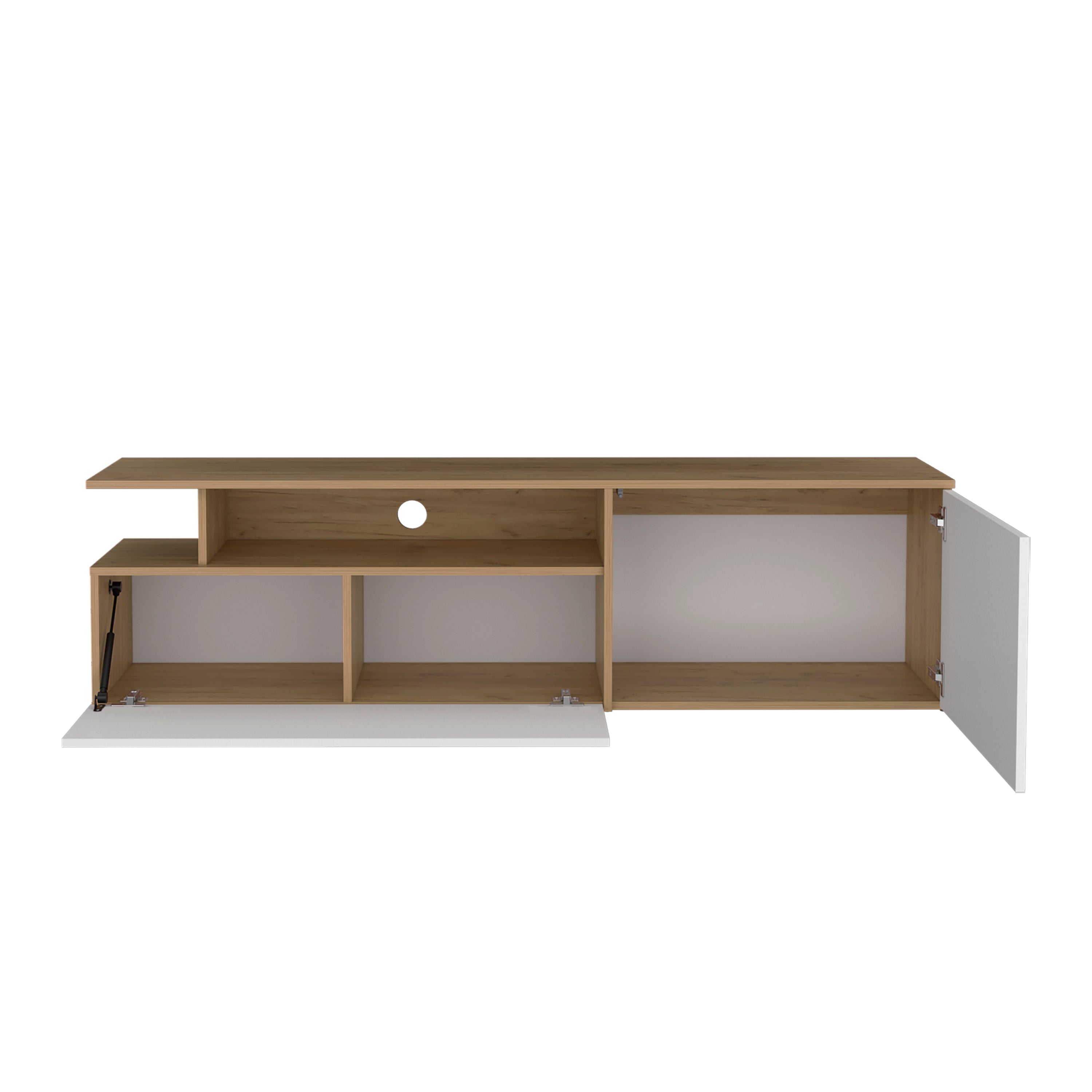 Virgil Tv Stand 60" TV Capacity, Natural Oak  /  White - Luciddepo
