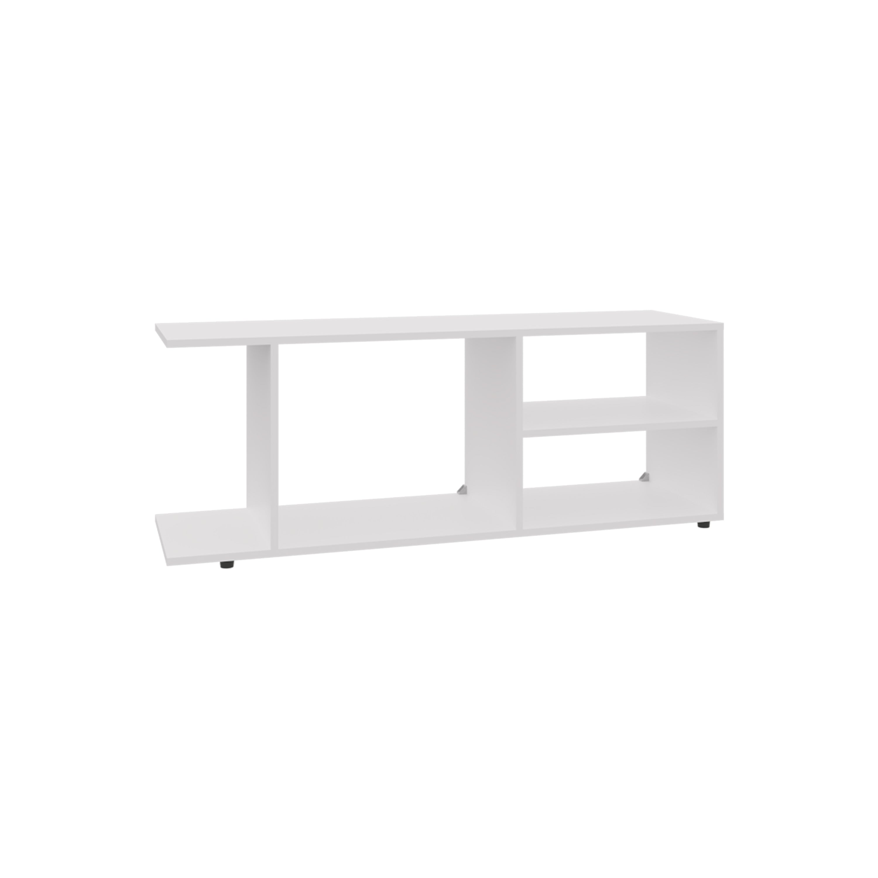 Sudley Entertainment Center with 4 Shelves and 4 Legs, White - Luciddepo