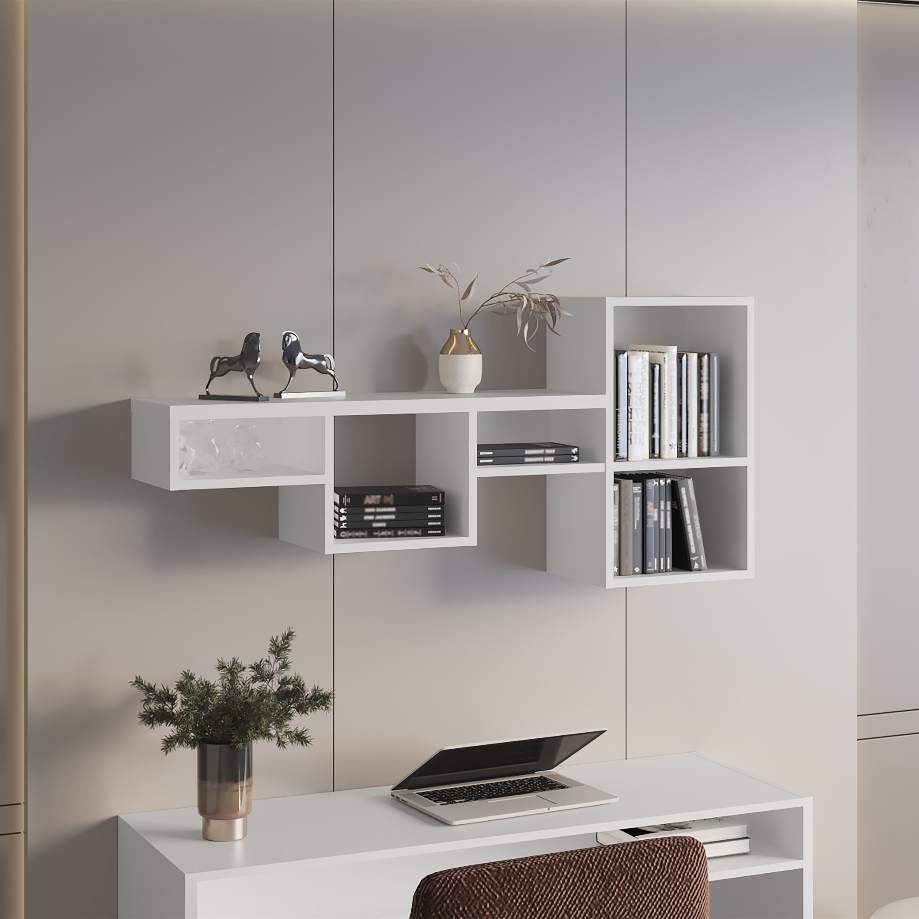 Norman Shelf, 7 Shelves, White - Luciddepo