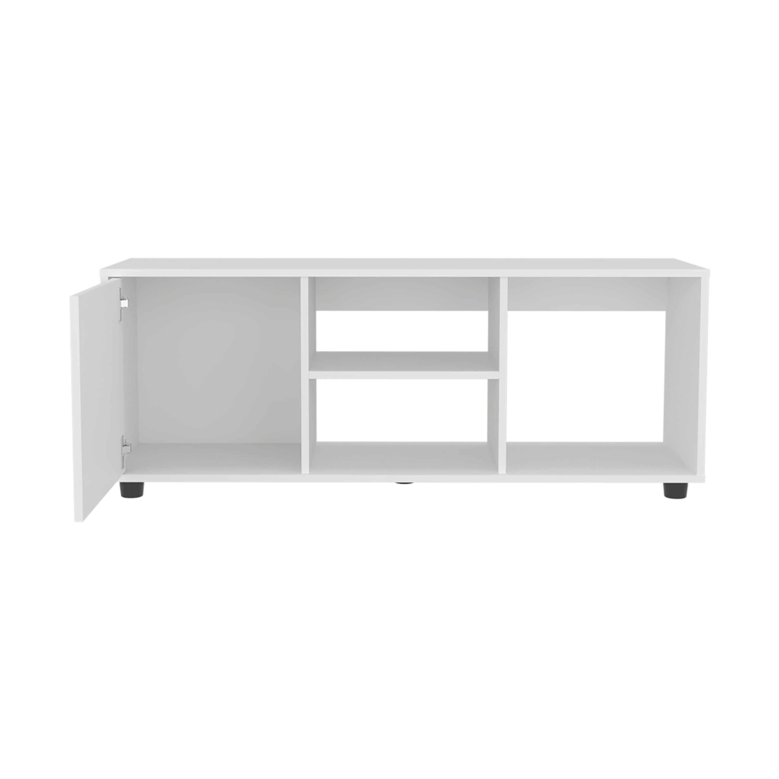 Penndel Tv Stand, 1 Door, 4 Shelves, 55" TV Capacity, Black Wengue - Luciddepo