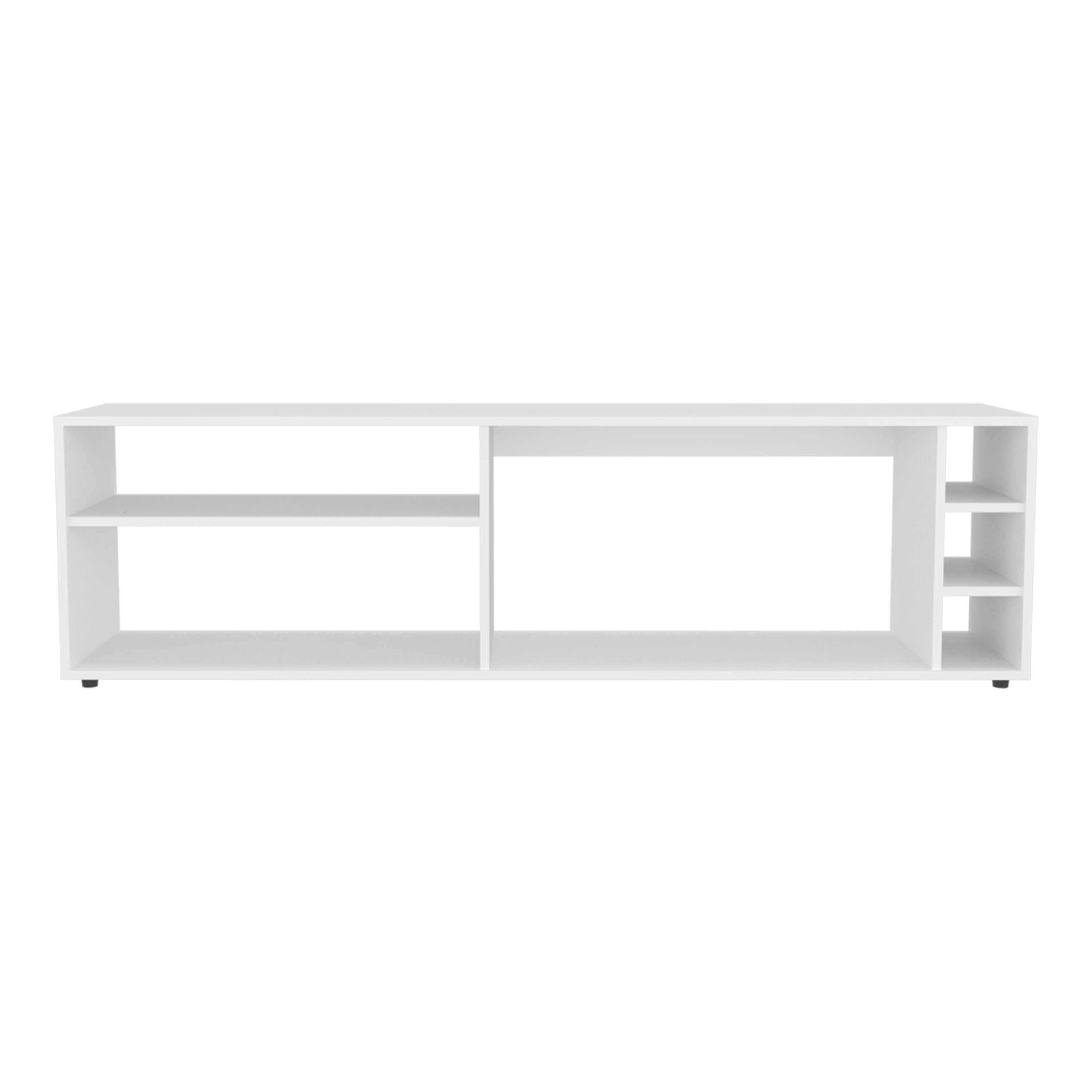 Weir Tv Stand, 6 Shelves, 60" TV Capacity, White - Luciddepo