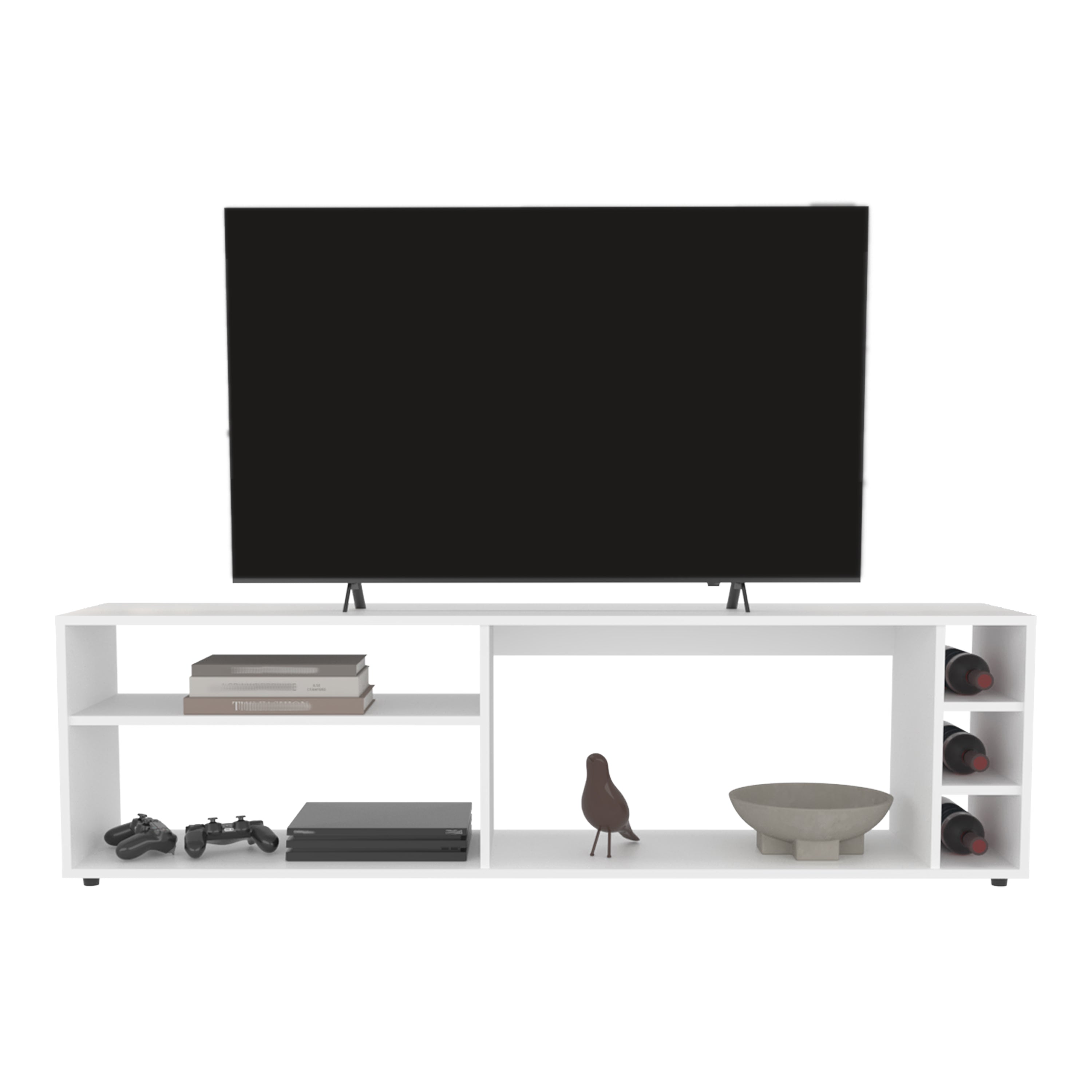 Weir Tv Stand, 6 Shelves, 60" TV Capacity, White - Luciddepo