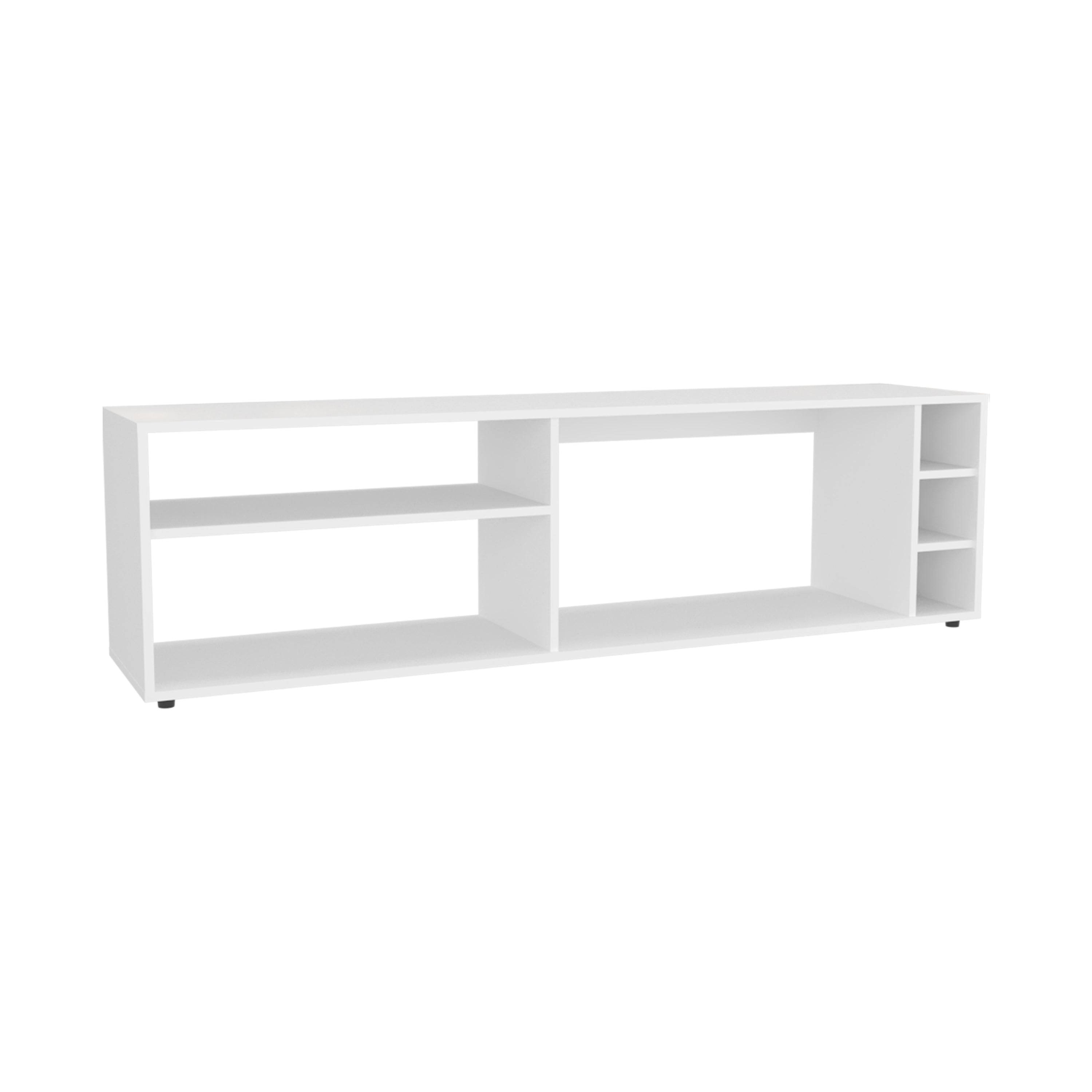 Weir Tv Stand, 6 Shelves, 60" TV Capacity, White - Luciddepo