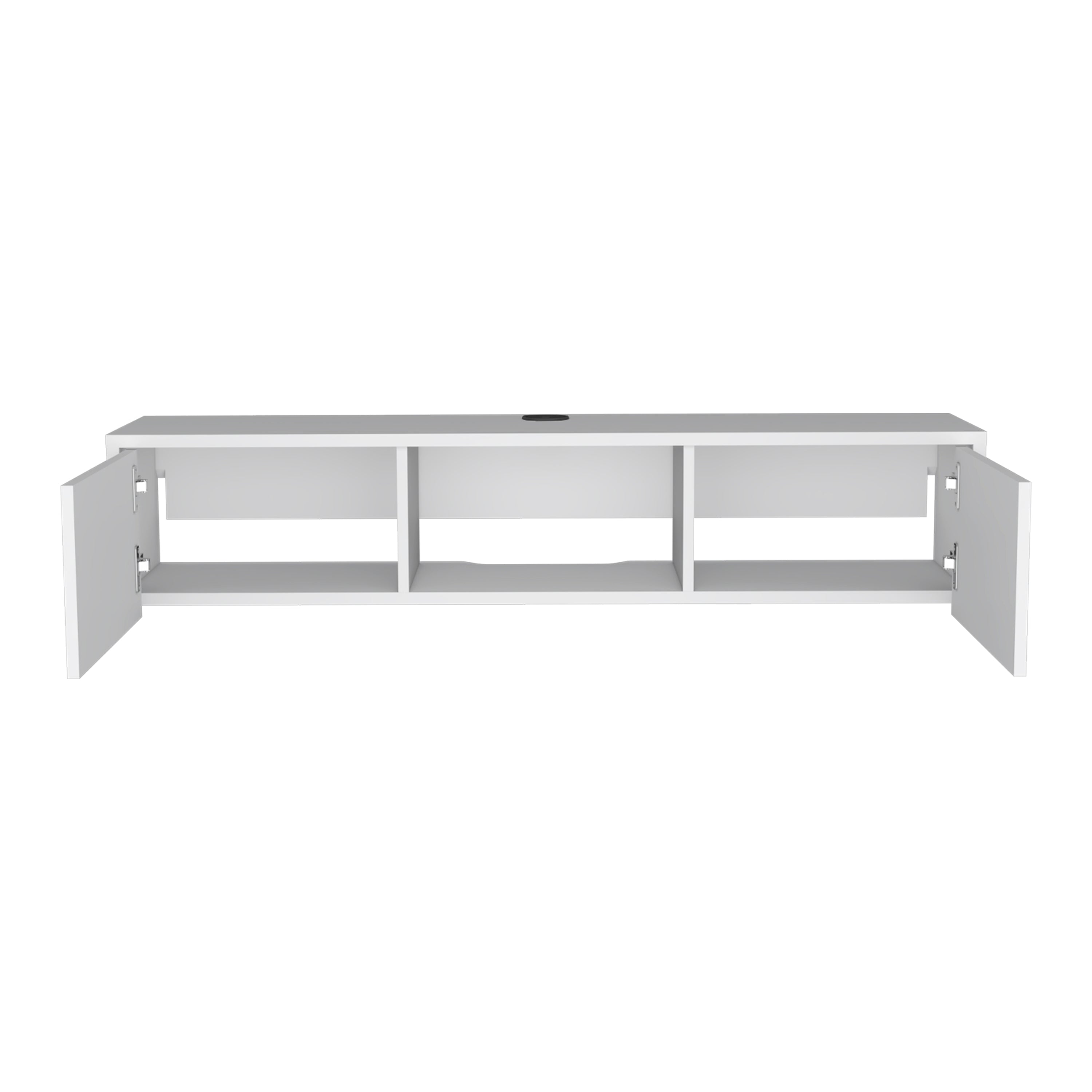 Adel Floating TV Stand, Sleek Wall-Mounted Console with 2-Doors, White - Luciddepo