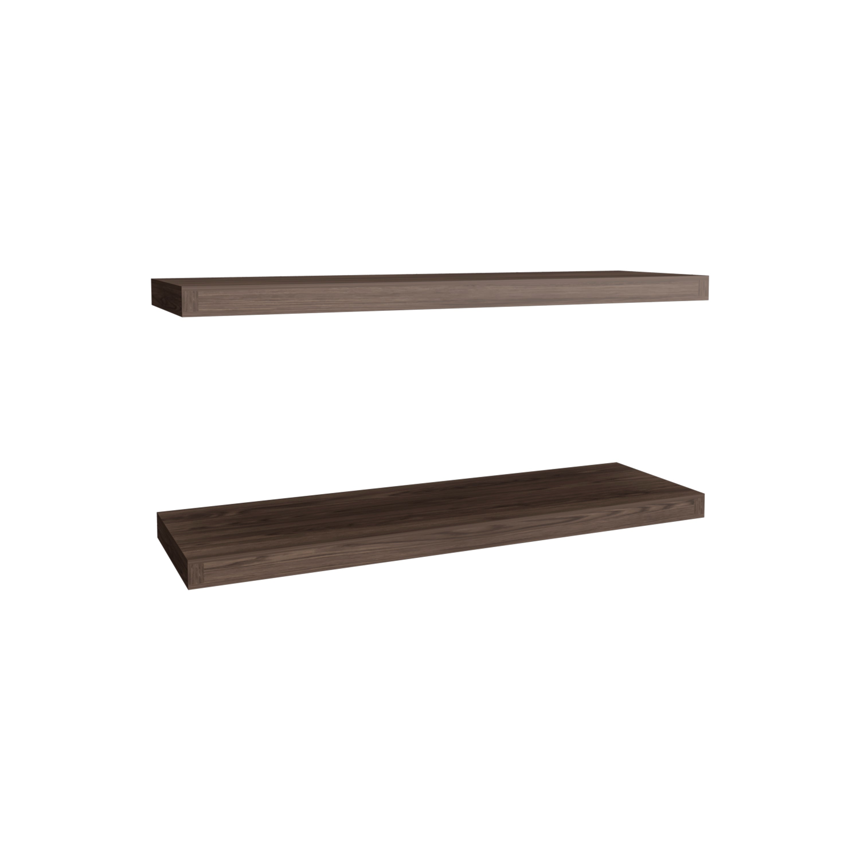 Belville Floating Shelves, 2 Shelves, 1.50" H, Walnut - Luciddepo