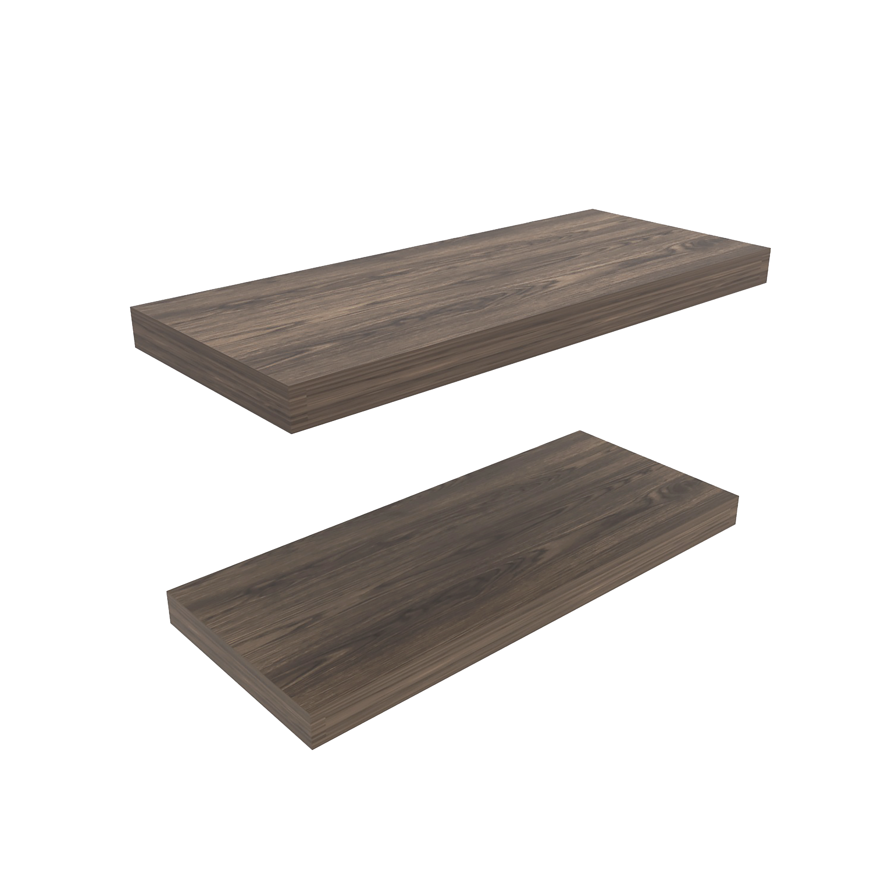 Belville Floating Shelves, 2 Shelves, 1.50" H, Walnut - Luciddepo