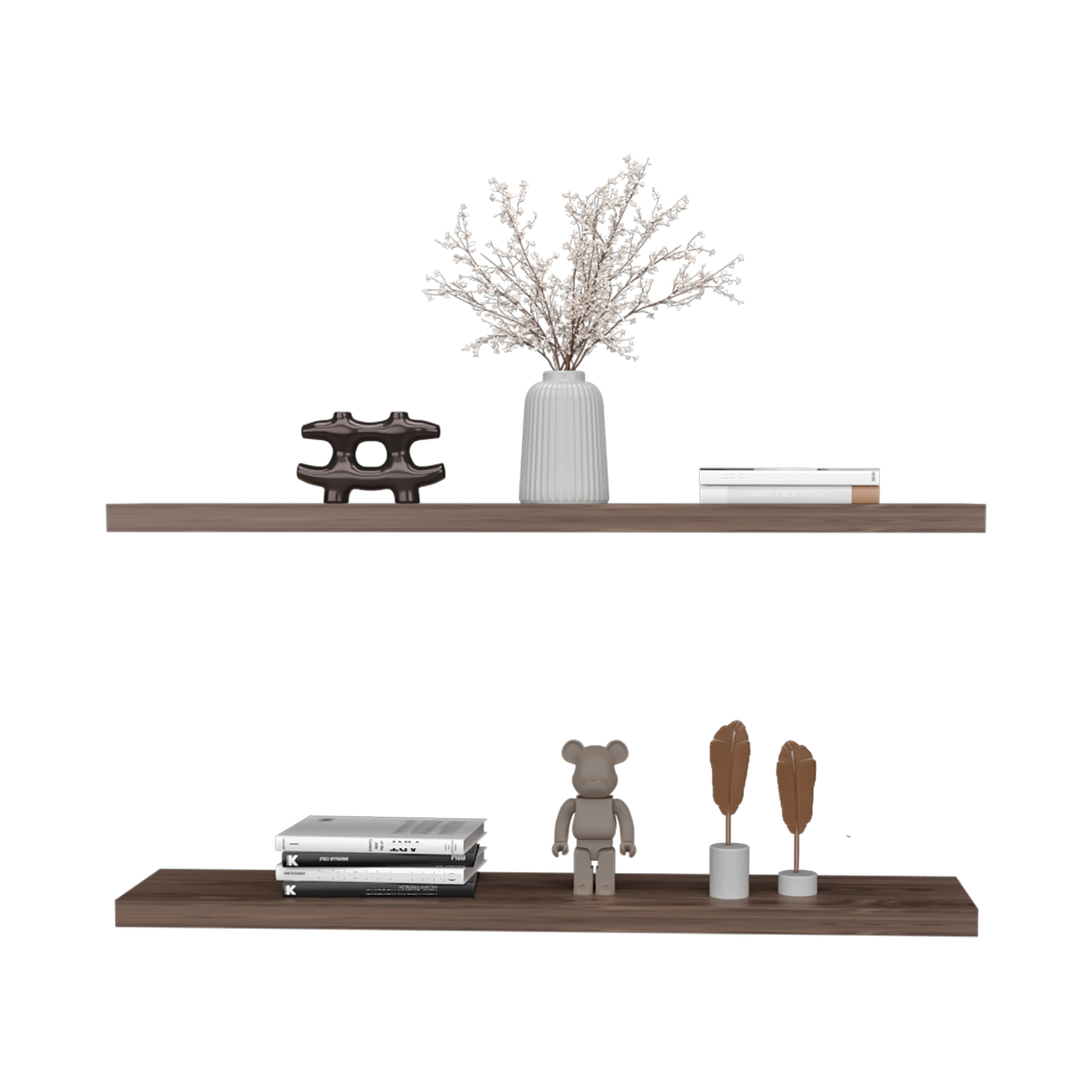 Pantego Floating Shelves with 1 Shelf, Walnut - Luciddepo
