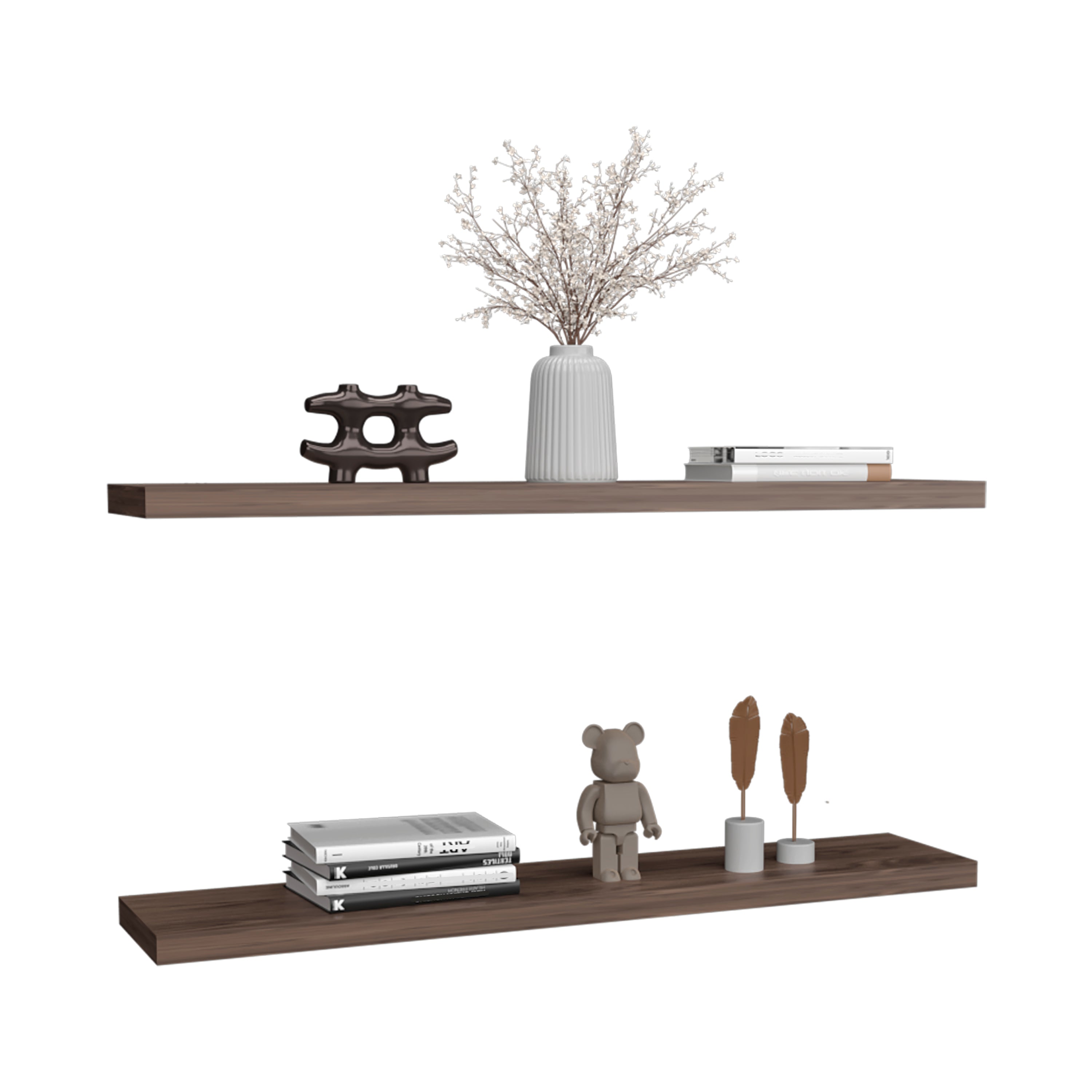 Pantego Floating Shelves with 1 Shelf, Walnut - Luciddepo