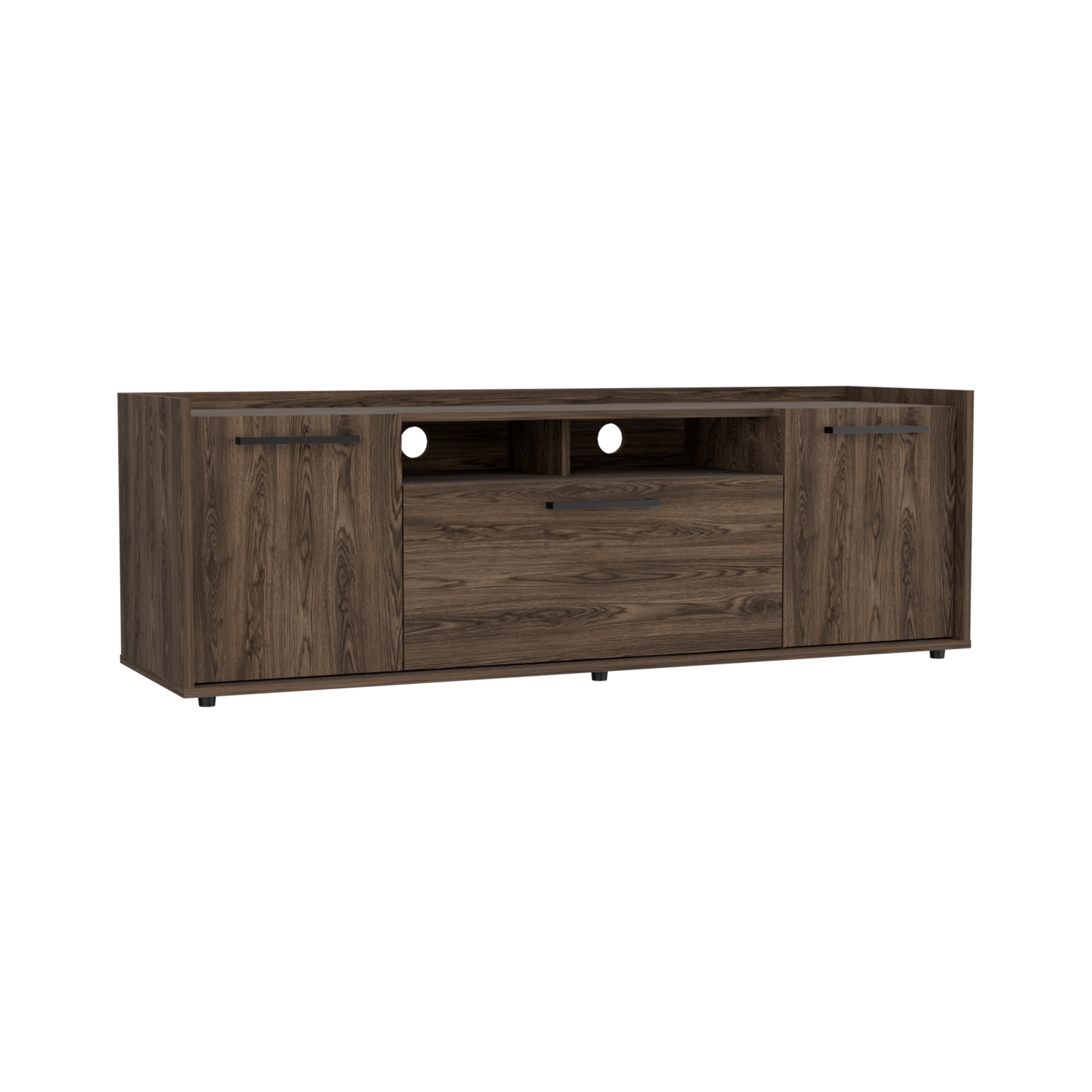 Hollywood Tv Stand for TV´s up 60", Double Door Cabinets, One Flexible Cabinet, Dark Walnut - Luciddepo