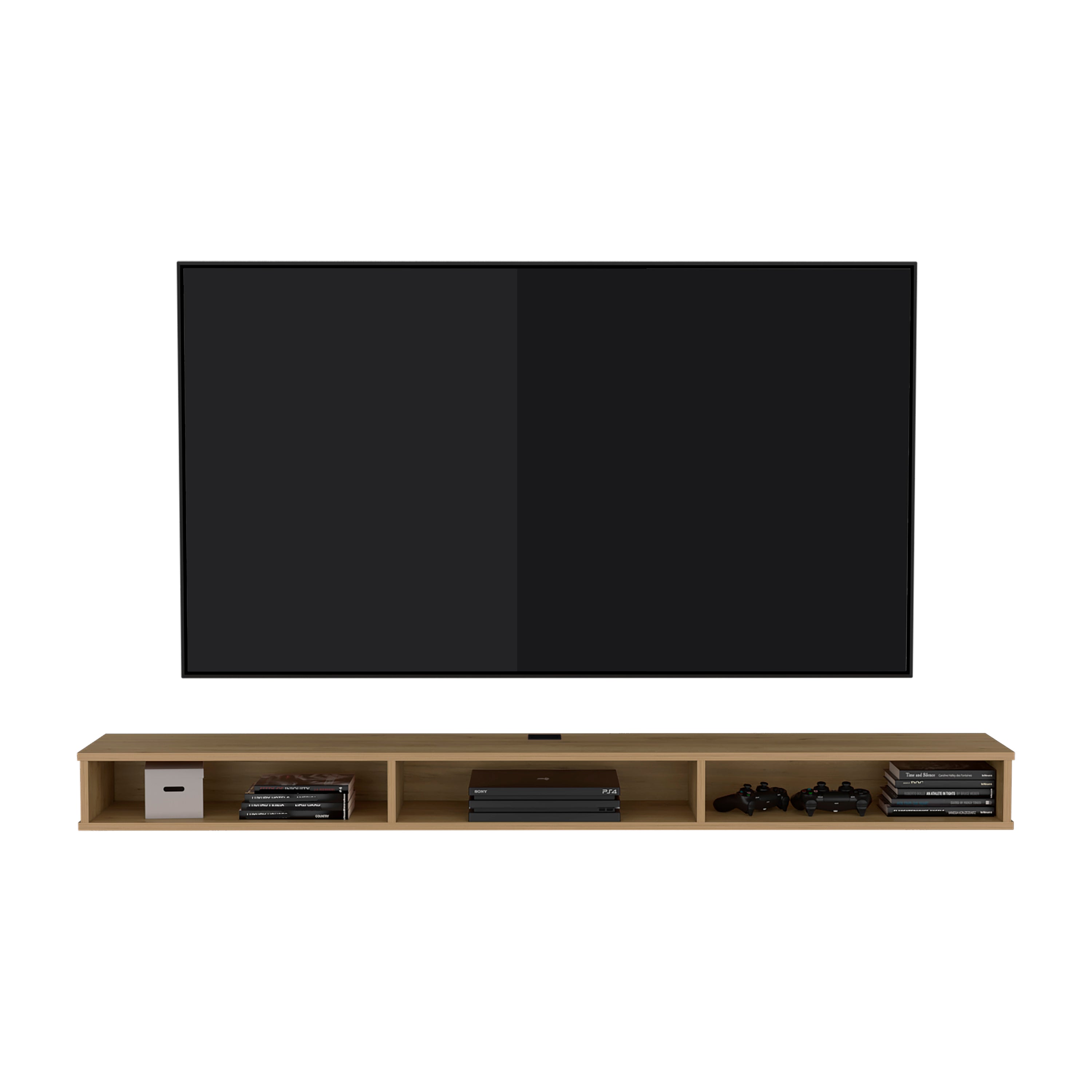 Northport Tv Stand, 3 Shelves, Natural Oak - Luciddepo