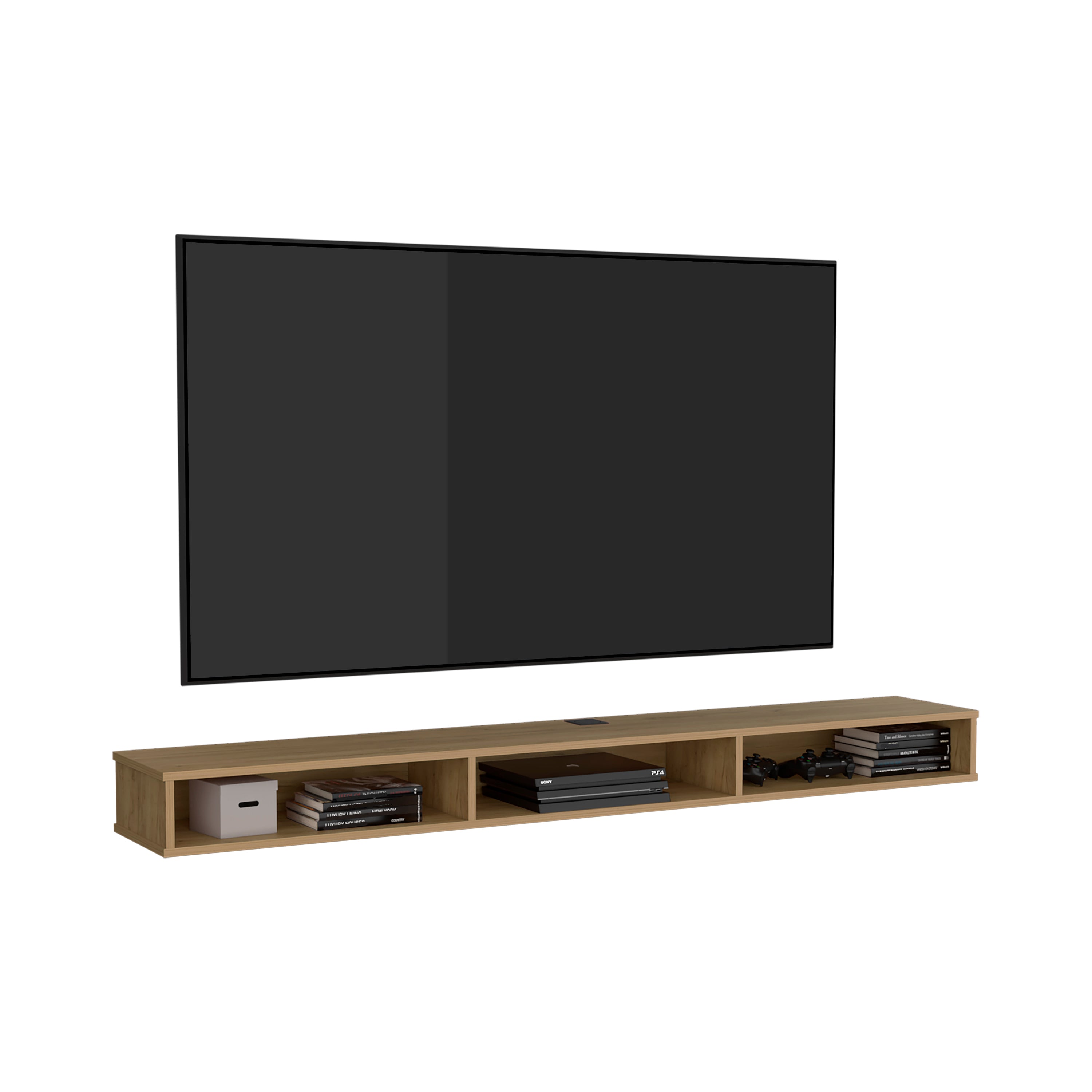 Northport Tv Stand, 3 Shelves, Natural Oak - Luciddepo