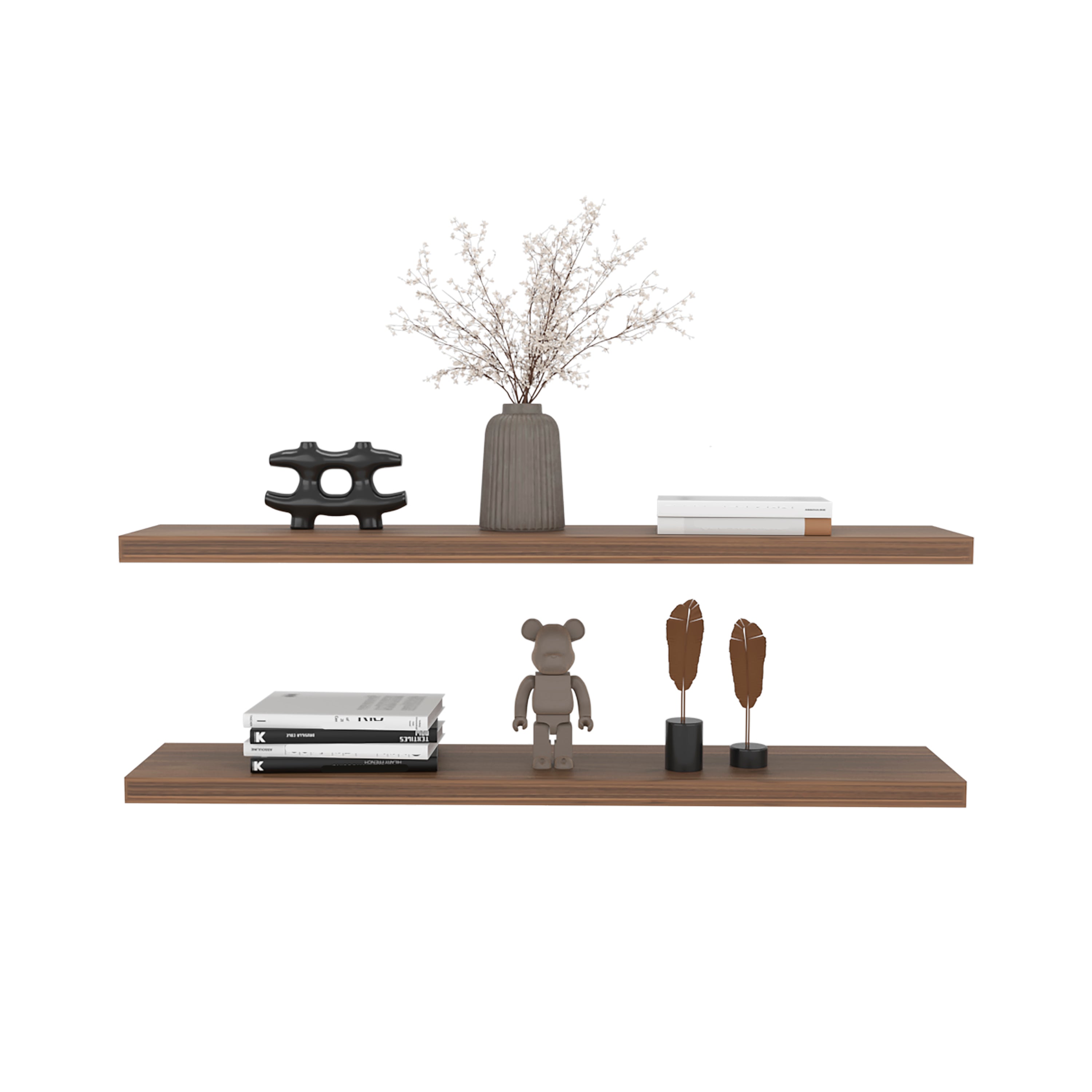 Pantego Floating Shelves with 1 Shelf, Mahogany - Luciddepo