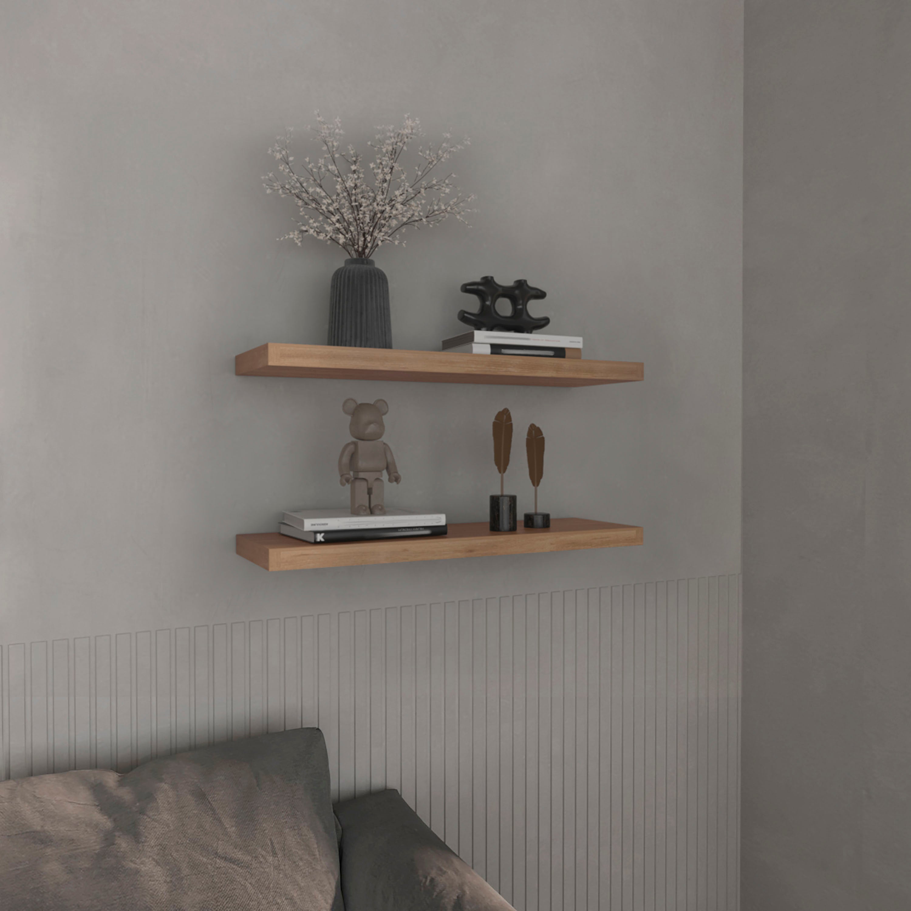 Belville Floating Shelves, 2 Shelves, 1.50" H, Pine - Luciddepo