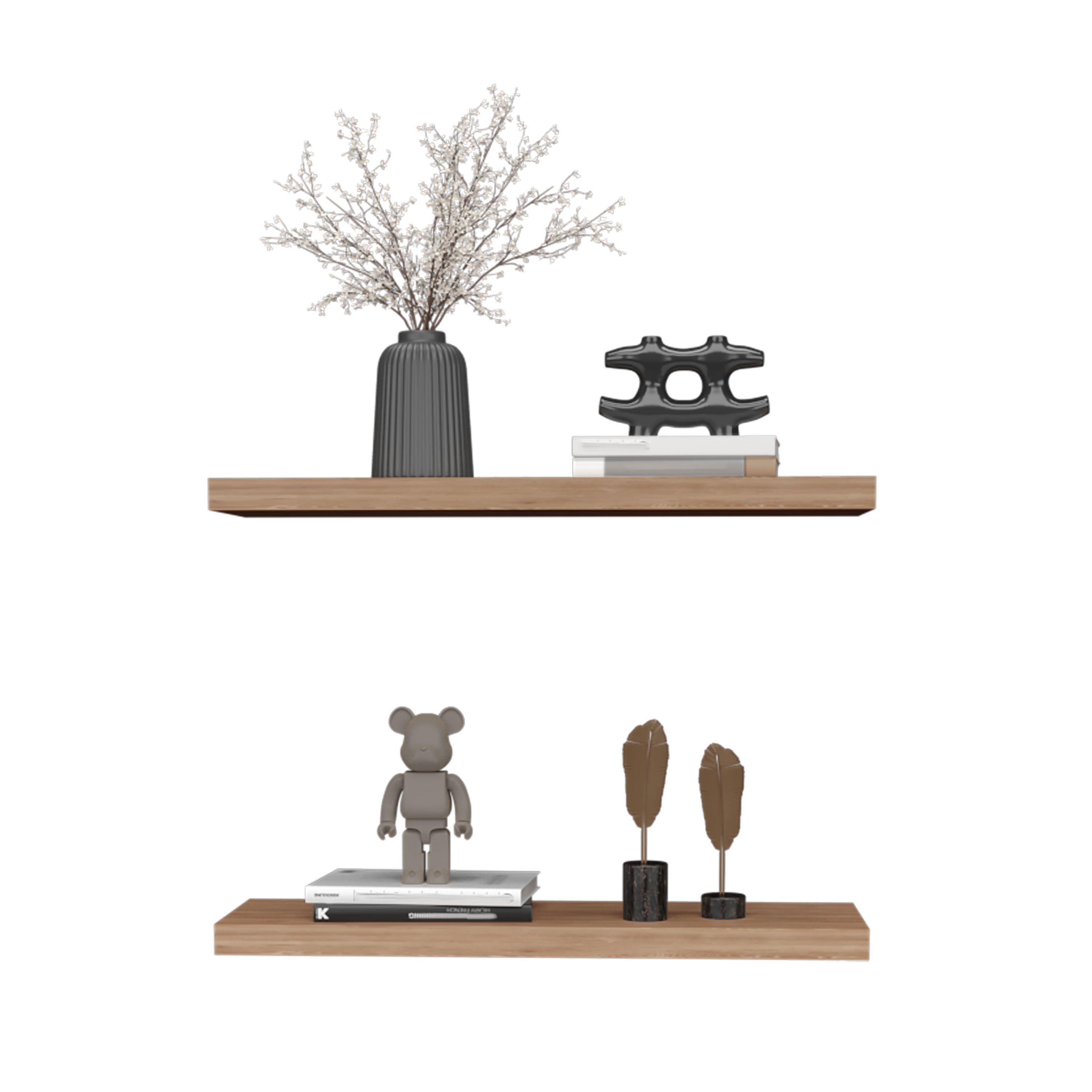 Belville Floating Shelves, 2 Shelves, 1.50" H, Pine - Luciddepo